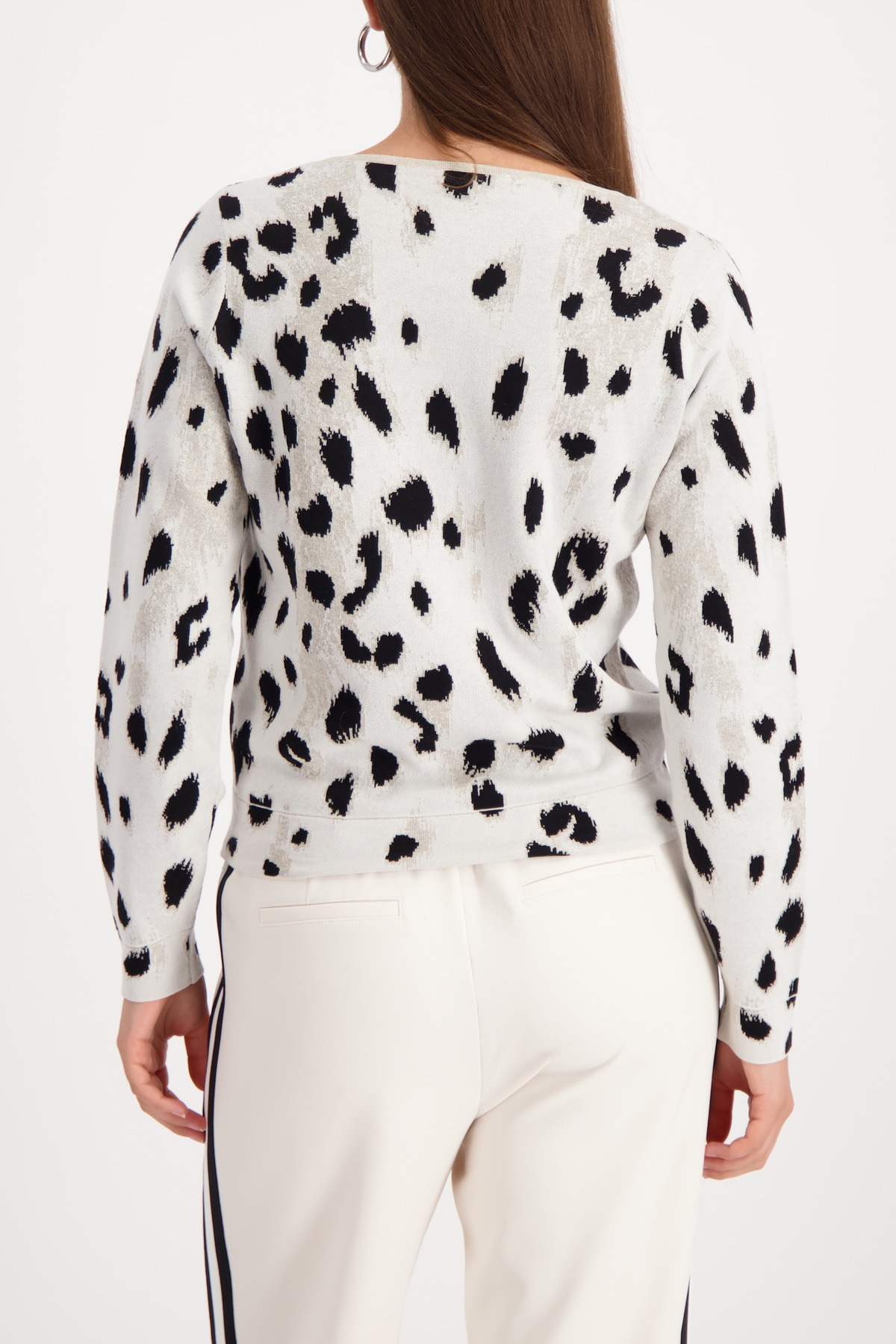 Monari Pull à col rond »Pullover Leo Jacquard« Regular fit mit doppeltem Rundhalsausschnitt