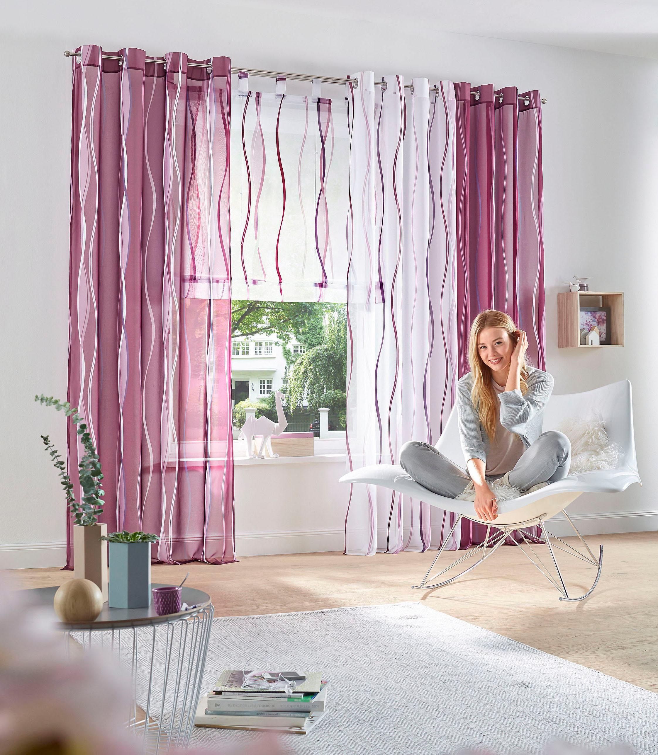 my home Raffrollo »Dimona«, mit Schlaufen, Transparent, Voile, Polyester  kaufen