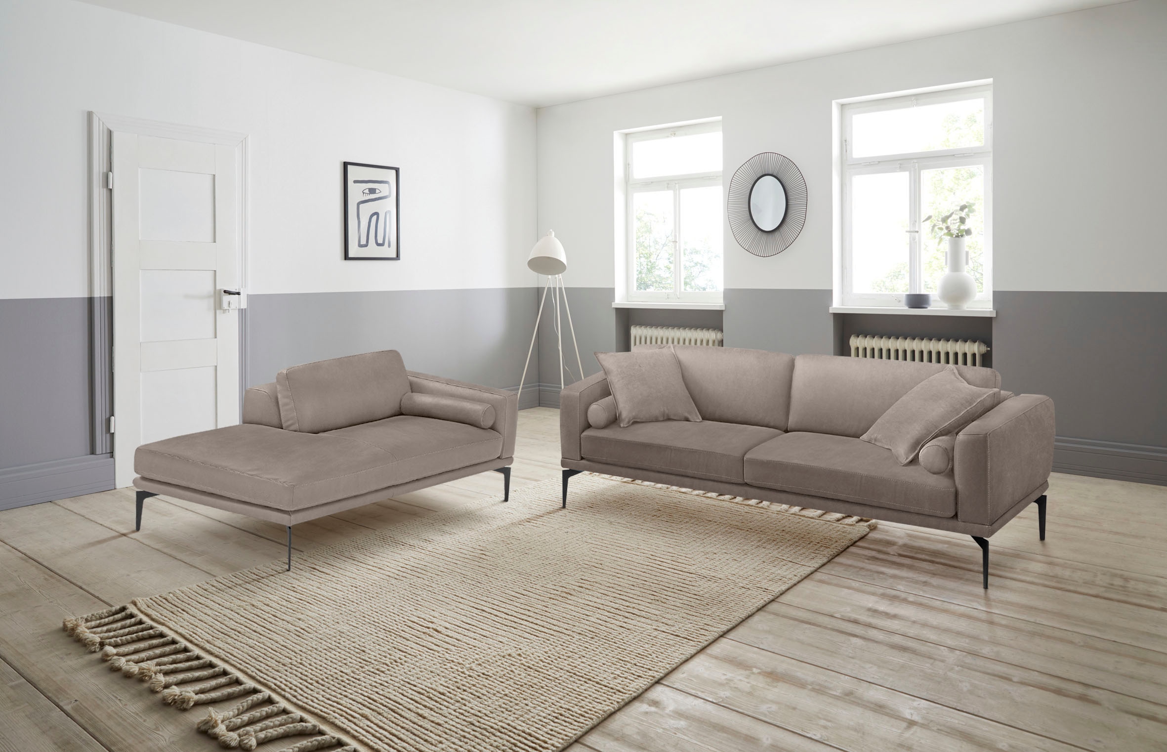 Image of Egoitaliano Polstergarnitur "Masu, Design trifft sensationellen Sitzkomfort" Set besteht aus 2,5-Sitzer, freistehende Ottomane und 3 Rollkissen