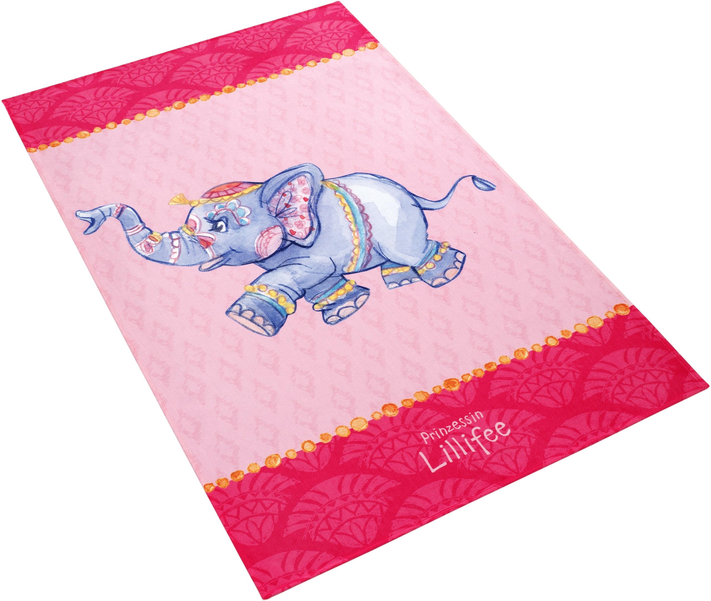 Prinzessin Lillifee Kinderteppich »LI-112«, rechteckig, bedruckter Stoff, Motiv Elefant, weiche Microfaser, Kinderzimmer
