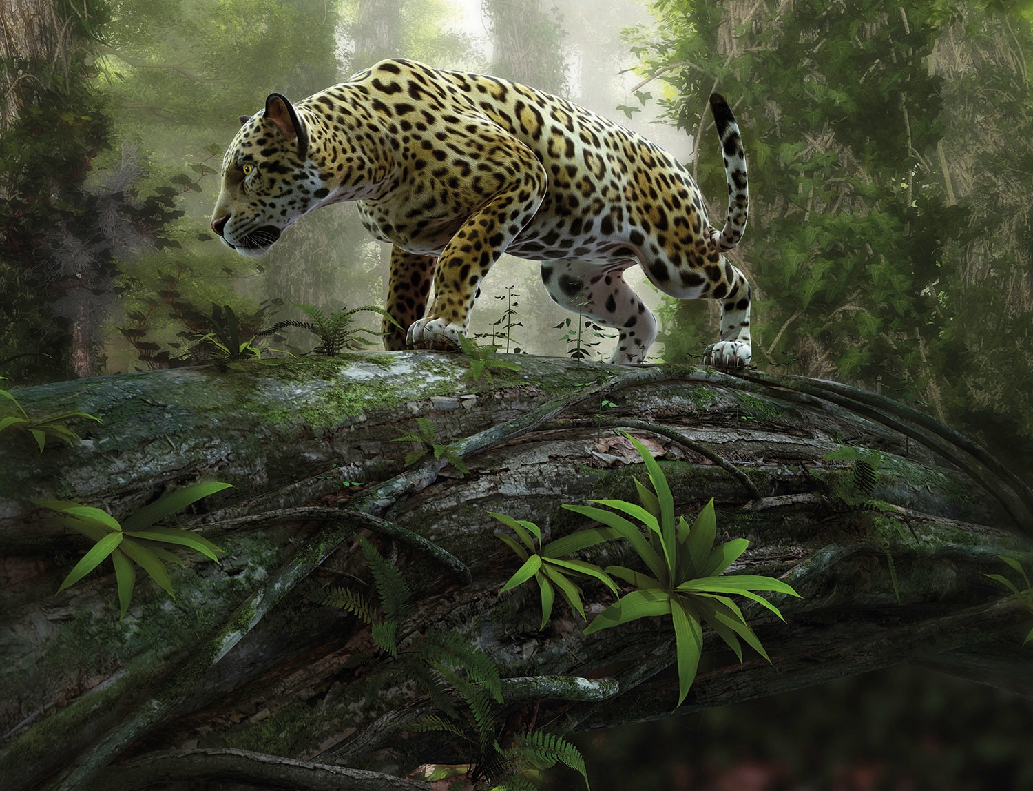 Image of Papermoon Fototapete "Jaguar on the Prowl" glatt
