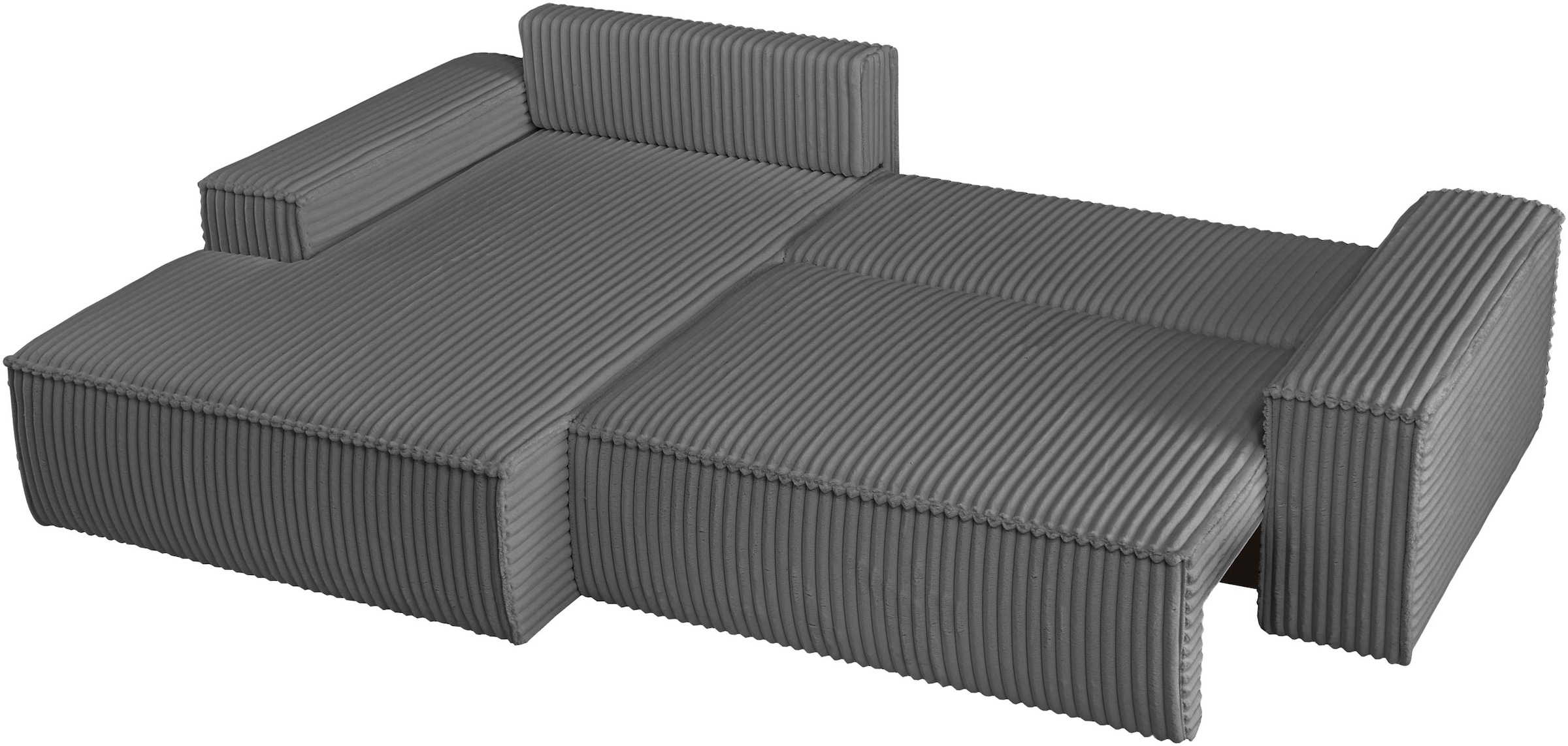 andas Ecksofa »Finnley Schlafsofa 267 cm in Bouclé, Struktur fein u. Cord, L-Form,«, Schlaffunktion m. Bettkasten (136/210 cm), Bouclé, Struktur und Cord