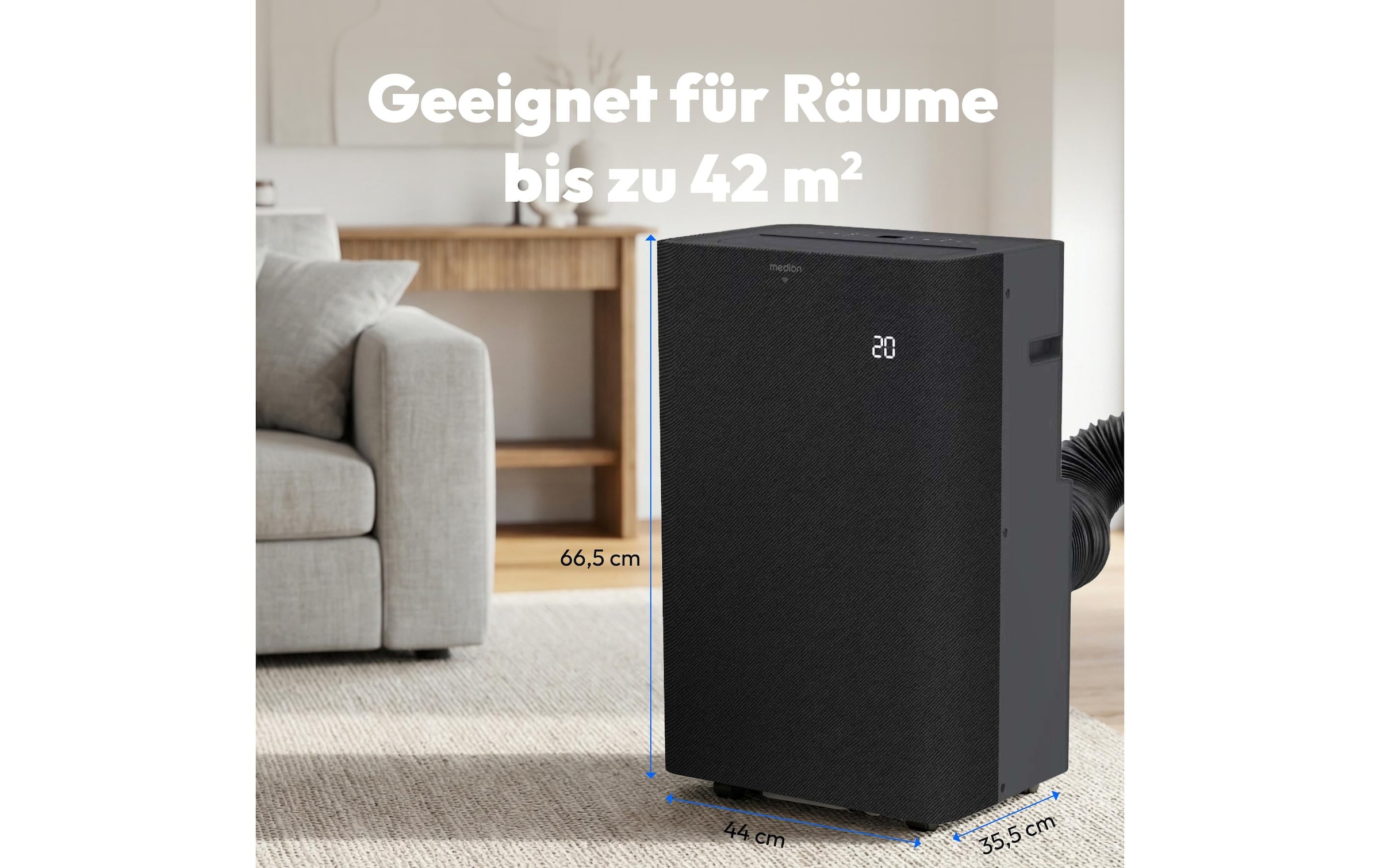 Medion® Klimagerät »P1202 (MD 100134) 390 m³« Smarte mobile Klimaanlage mit App-Steuerung