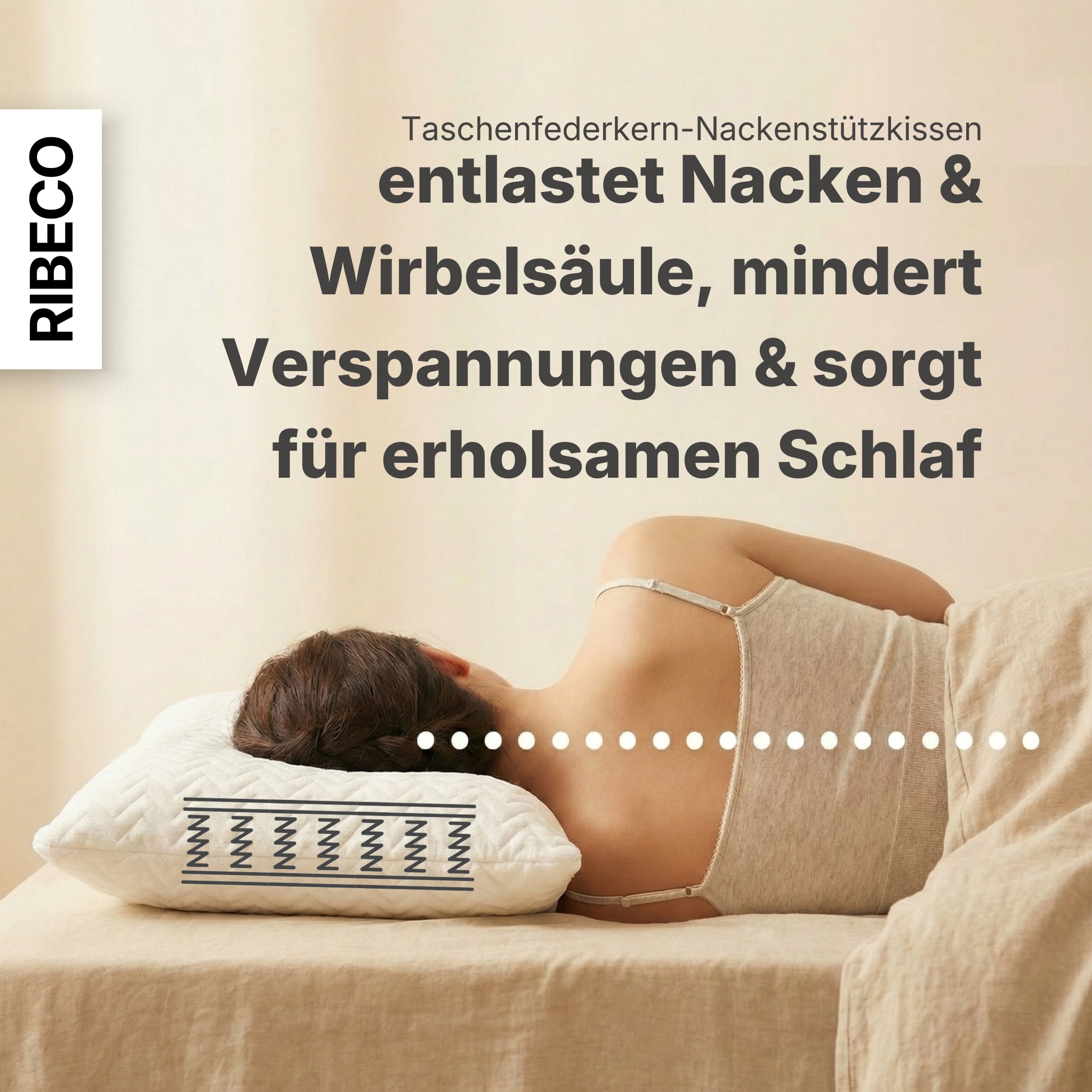 RIBECO Coussin de nuque »Luca Kissen 40x80 & 80x80 cm, 18 cm Höhe« Füllung: Taschenfedern & Schaumstoff Bezug: Microfibre 1 cuis tlg. Mit über 1000 positiven Kundenbewertungen!