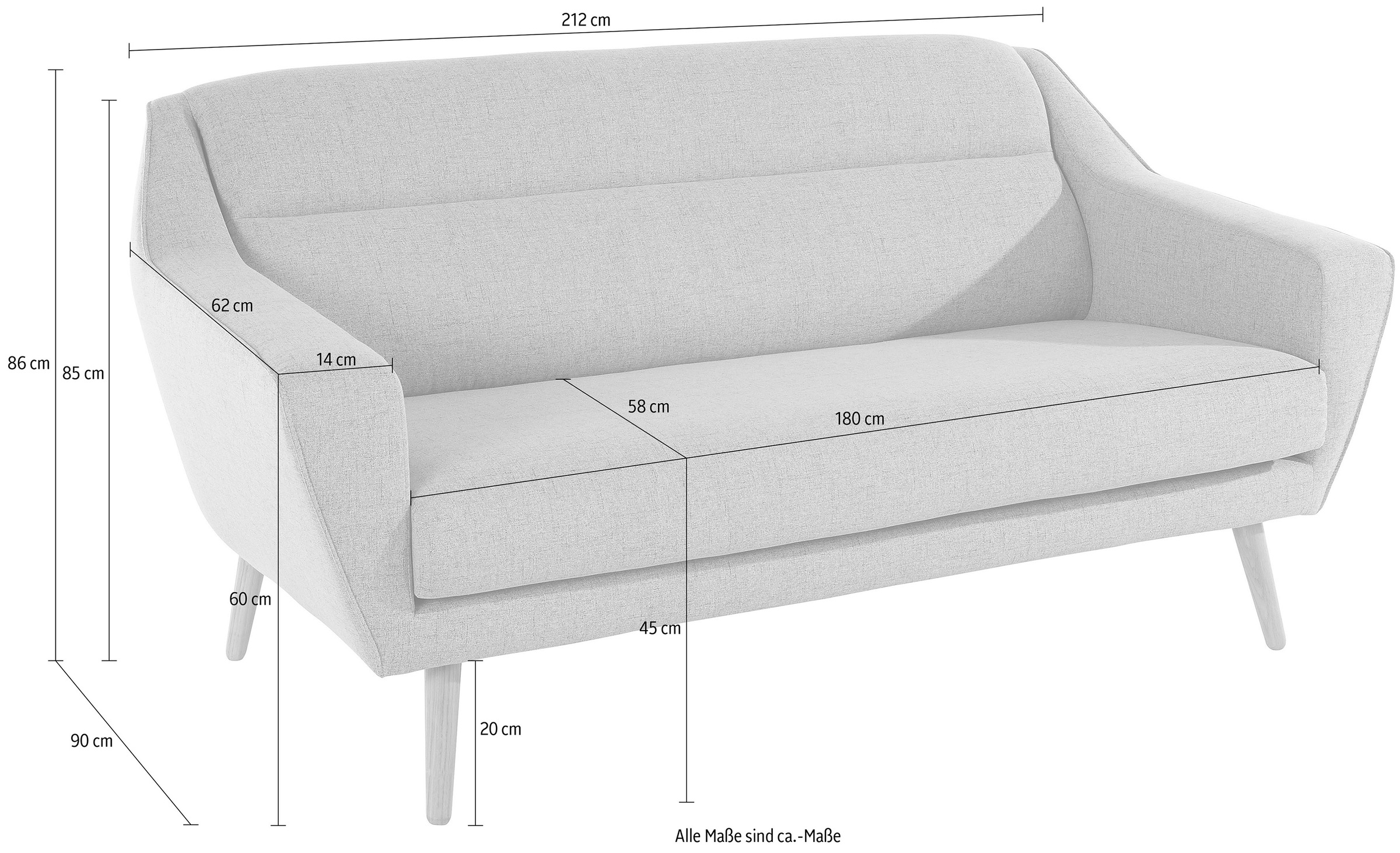 GOODproduct 2-places »Bille« mit Naht im Rückenkissen und Eiche-Beinen, Design by Morten Georgsen
