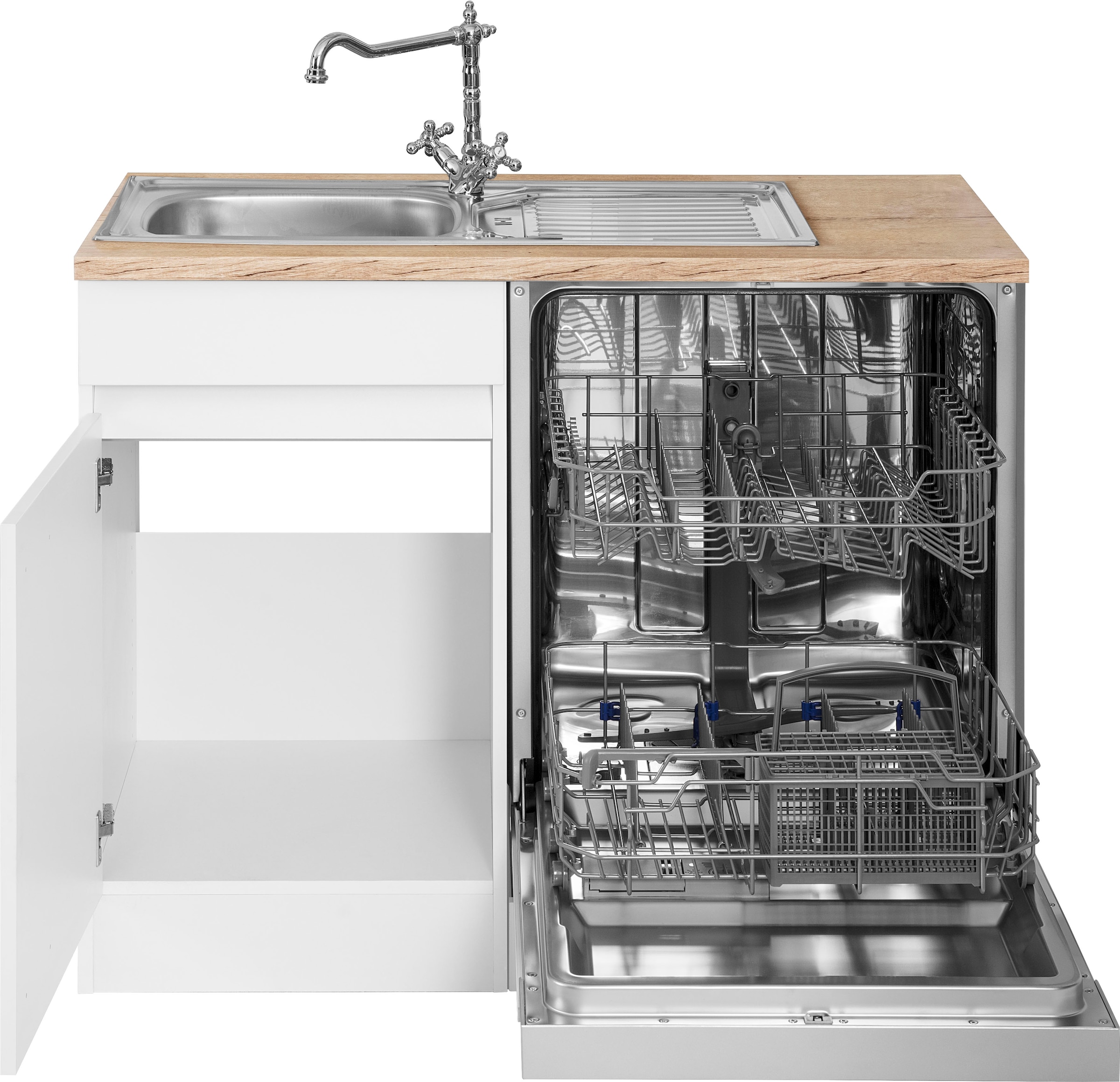 OPTIFIT Winkelküche »Roth«, Stellmasse 300x175 cm, wahlweise mit E-Geräten, mit Apothekerschrank