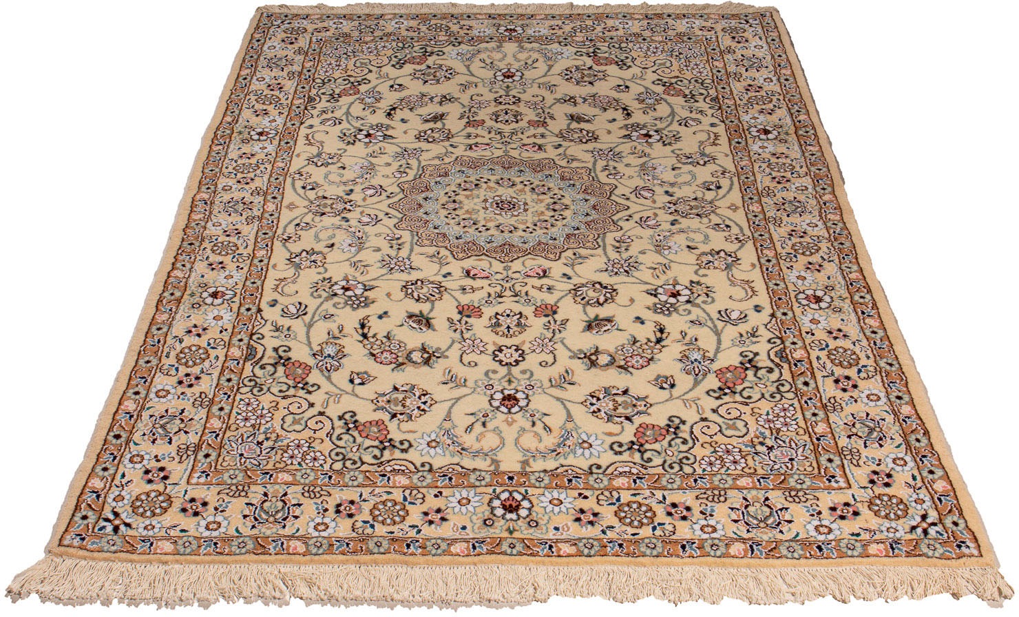 Image of morgenland Orientteppich »Perser - Nain - Premium - 168 x 107 cm - beige«, rechteckig, 6 mm Höhe, Wohnzimmer, Handgeknüpft, Einzelstück mit Zertifikat bei Ackermann Versand Schweiz