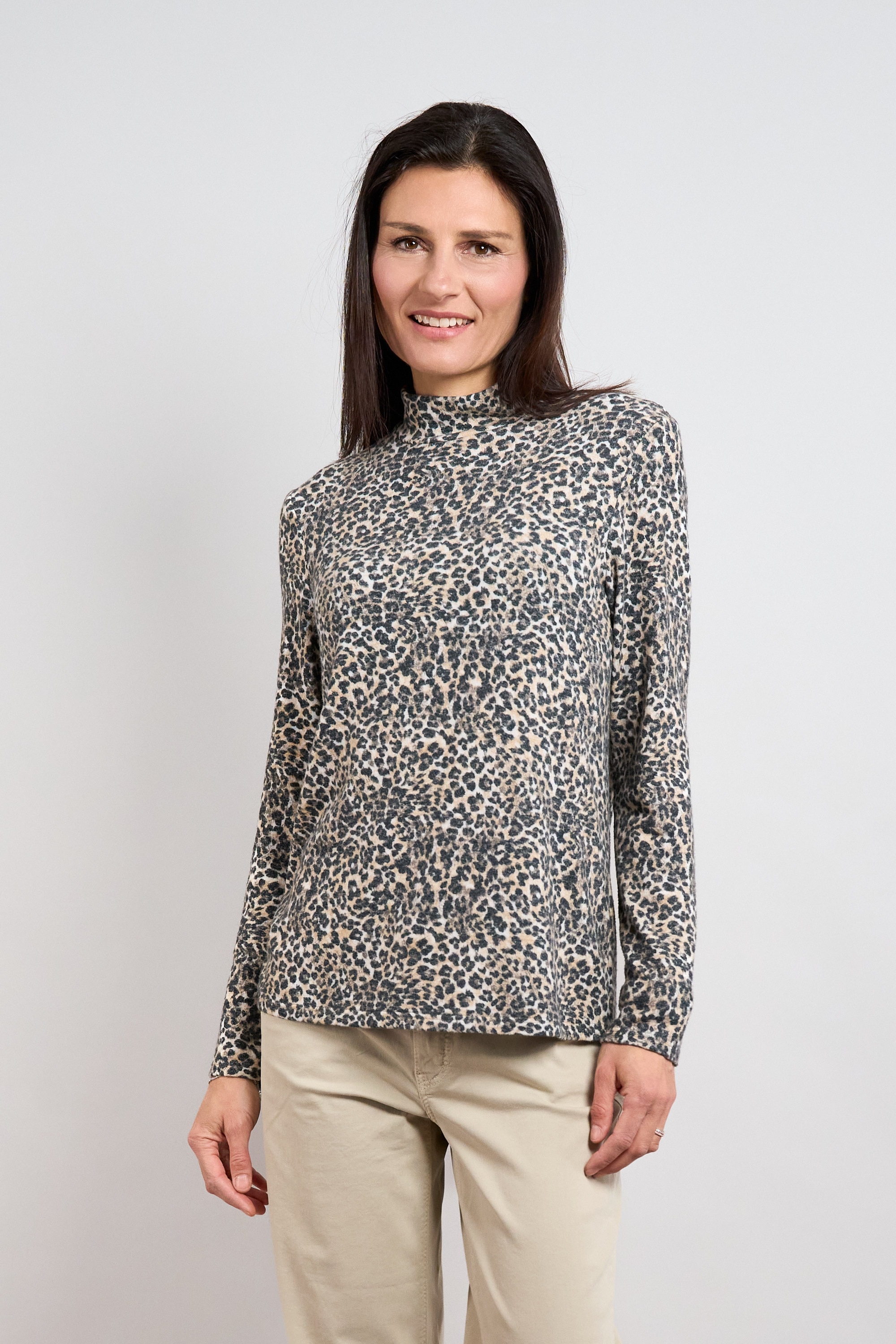 Image of Seidel Moden Stehkragenpullover mit Stehkragen und in Leo-Optik - MADE IN GERMANY