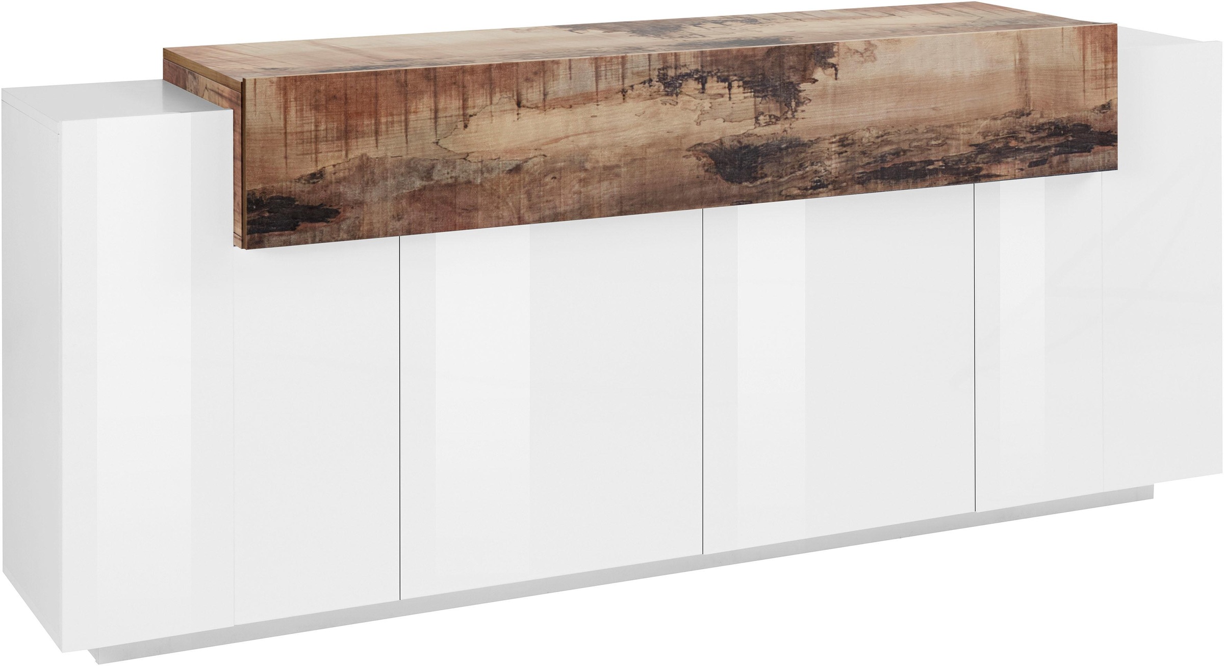 Image of Home affaire Sideboard "Coro, Kommode, Schrank, Kredenz, grifflos mit Einlegeböden" 1 Klappe,4 Türen, Doppeltiefe, B/T/H 200x45x85,6cm