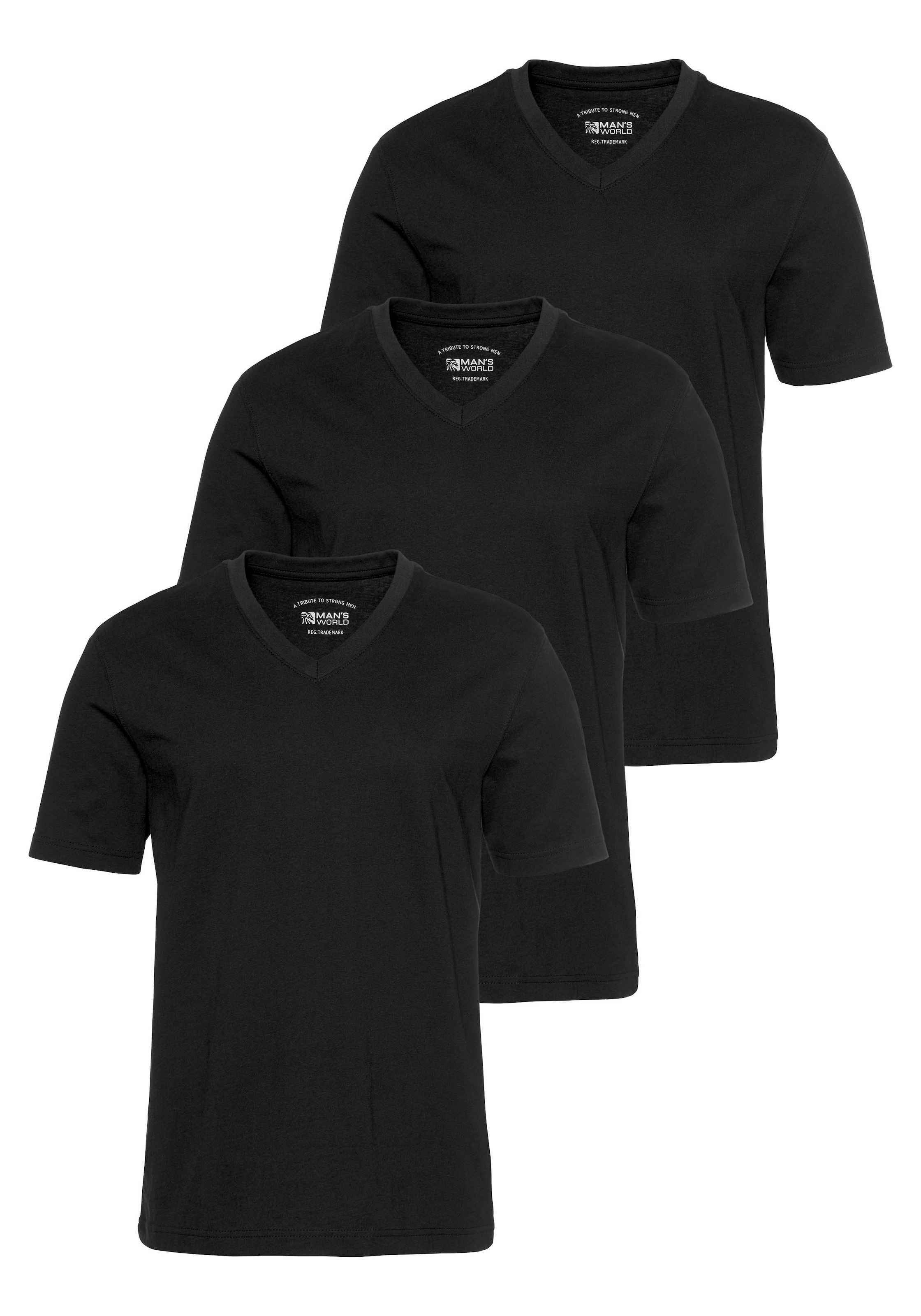 Image of Mans World V-Shirt Packung, 3er-Pack, 3 Stk. Kurzarm, aus Baumwolle