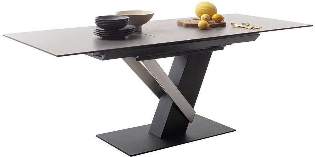 MCA furniture Esstisch »MASSARO Tisch mit Säule 160-210 cm« Einzelstück,  Keramik, Metall, Synchronauszug, ausziehbar, 6-8 Pers.