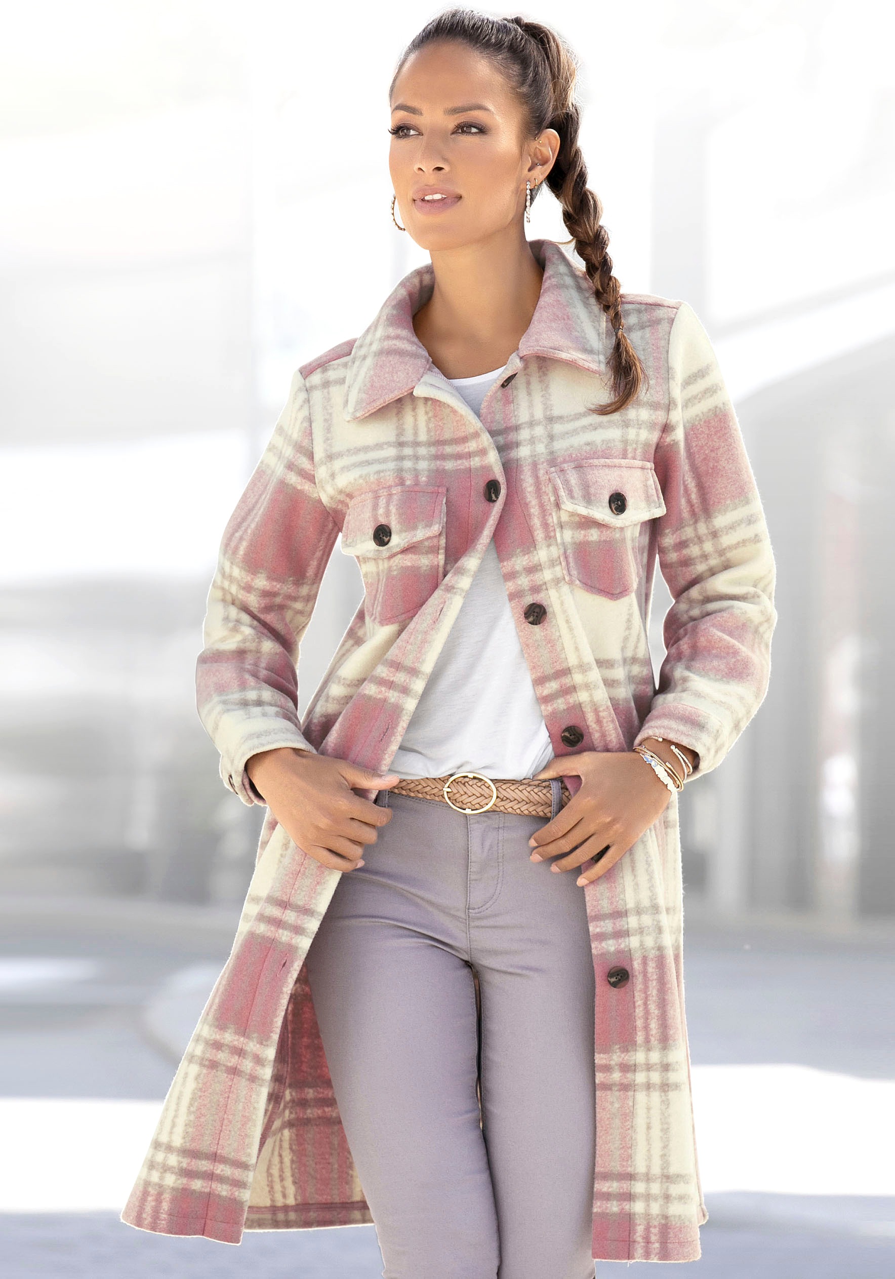 Image of LASCANA Langmantel, mit Karomuster bei Ackermann Versand Schweiz