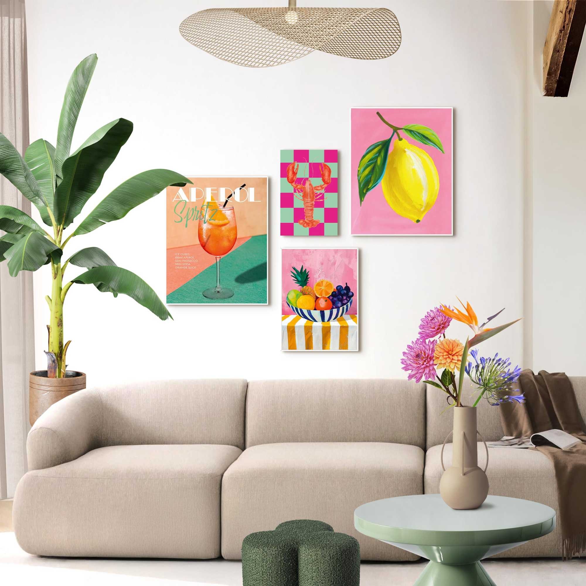 Image of Reinders Bild mit Rahmen "Sommerset" Küche 4 Stk. tlg. Küche - Mehrfarbig - MDF - Essen und Trinken - 40x50 cm