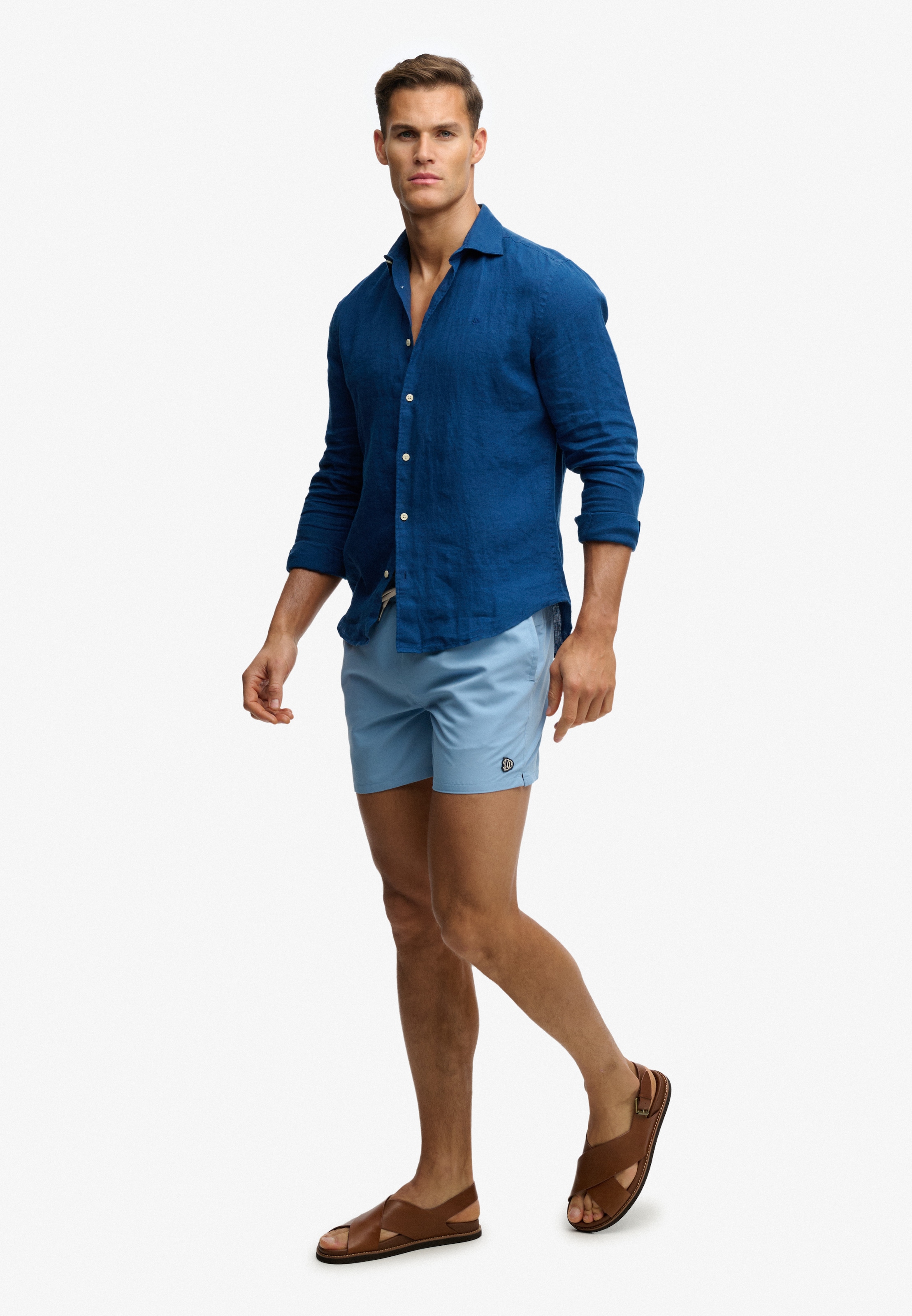 Superdry Short de bain »EMBROIDERED LOGO 15 SWIM SHORT« en polyester, coupe mode, design uni, facile d'entretien