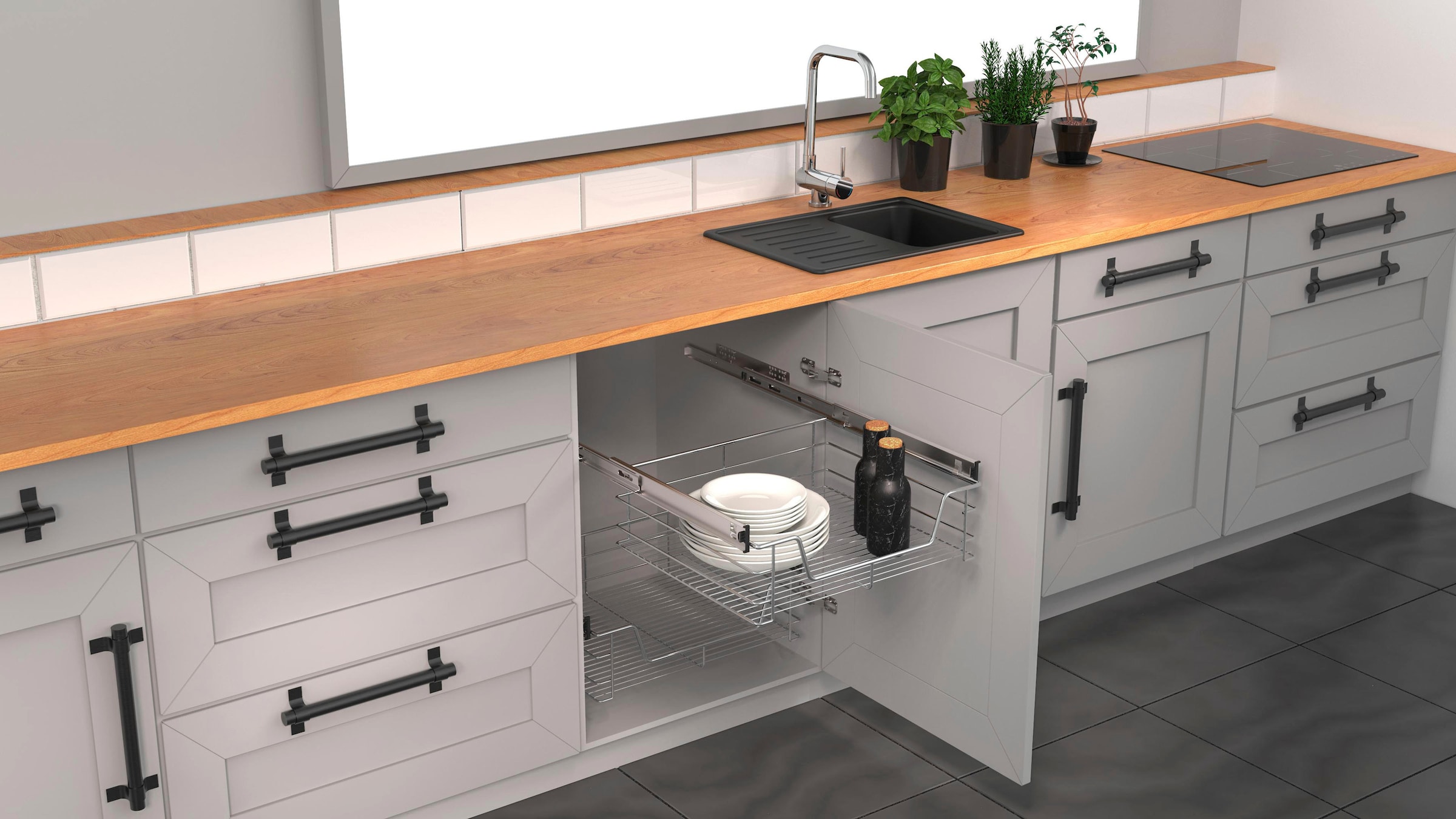 Schütte Auszug »Teleskopschublade«, Teleskopschublade, 500 x 150 x 450 mm, für Breite 60 cm, Chrom