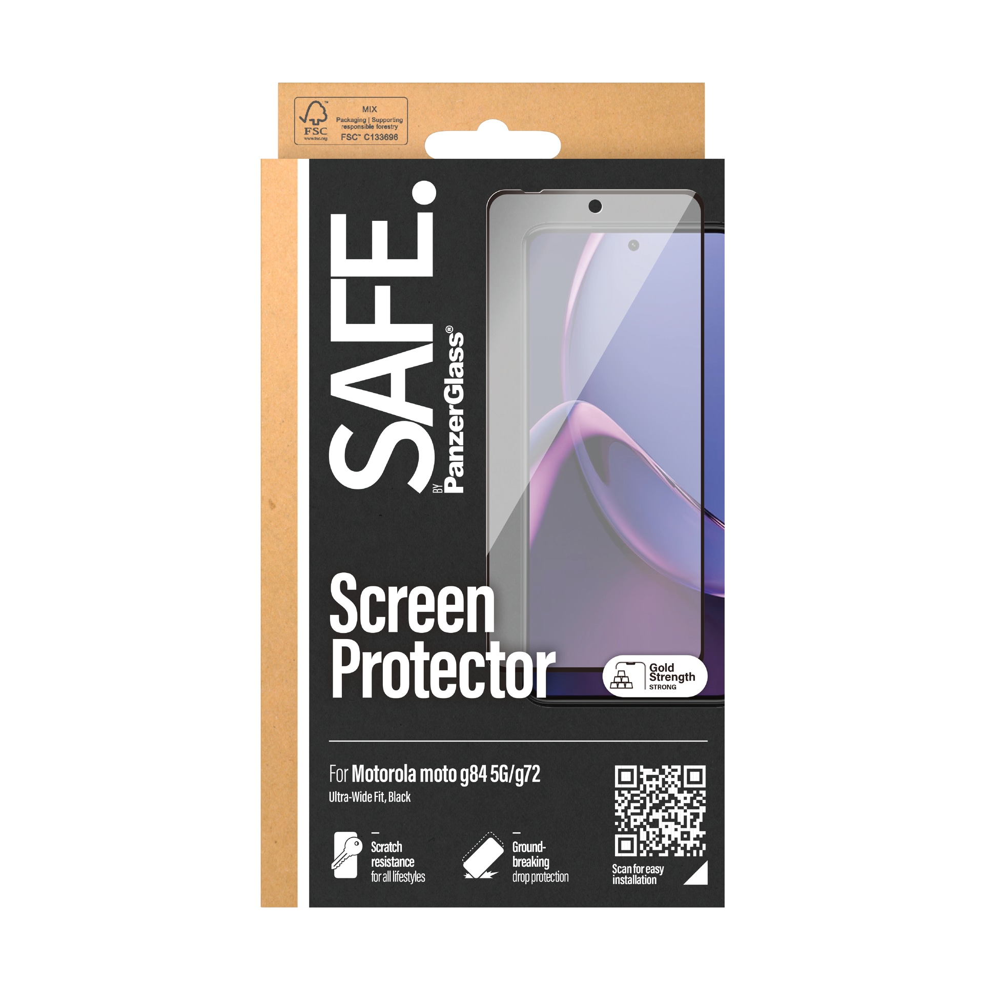 SAFE by PanzerGlass Displayschutzglas »Ultra-Wide Fit Screen Protector«, für Motorola G84 5G, Displayschutzfolie, Schutzfolie, Bildschirmschutz, kratz- & stossfest