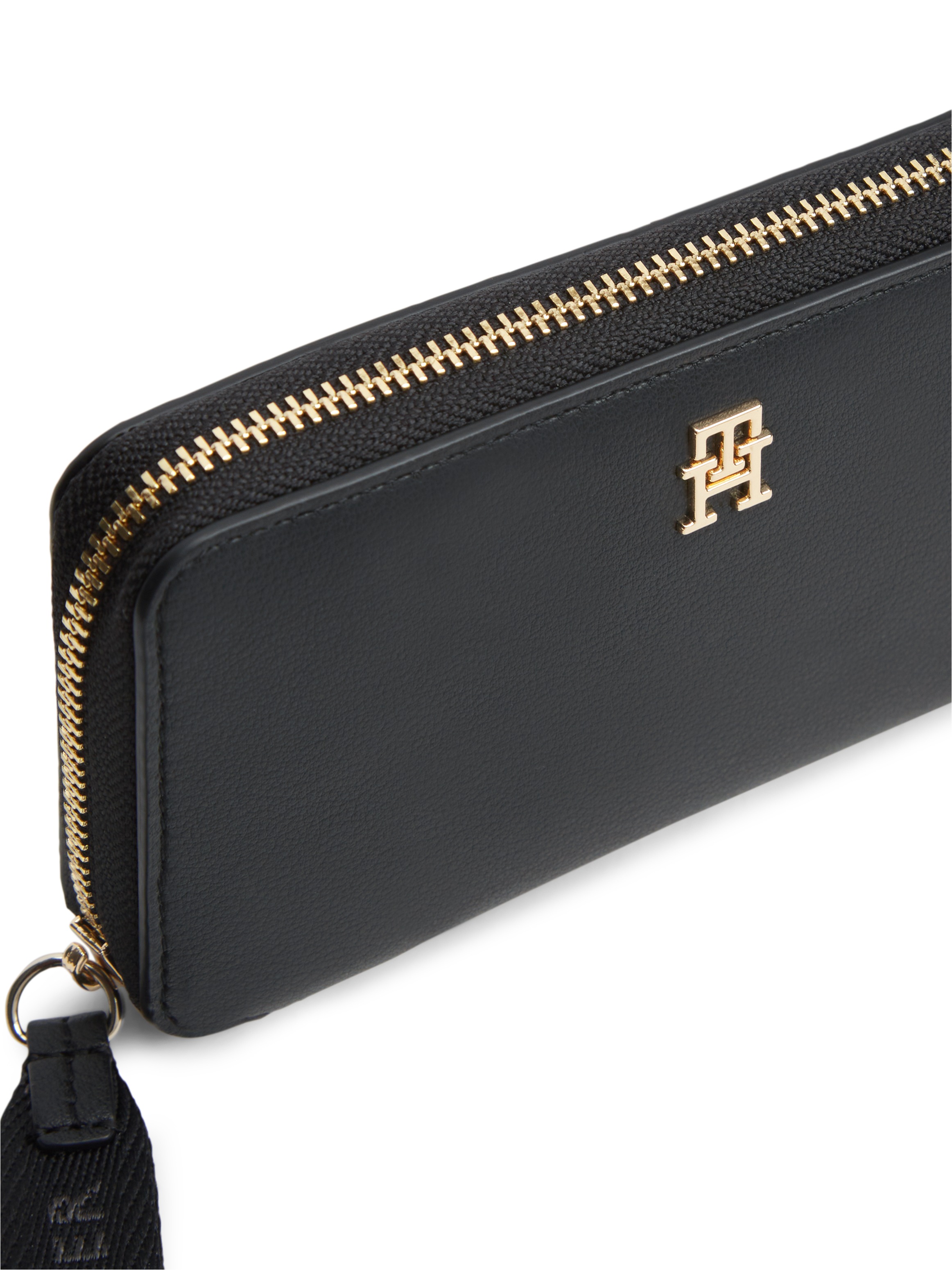 Tommy Hilfiger Geldbörse »TH LOGOTAPE COMPACT ZIP AROUND« Unisex Portemonnaie, Geldbeutel mit edlem TH-Logoelement