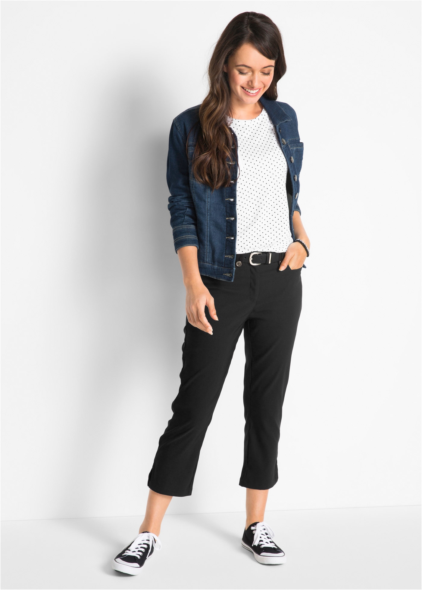 bonprix Pantalon 7/8 »7/8-Bengalin-Hose mit Bequembund«  mit Elasthan-Anteil, Regular Fit, mit Bequembund