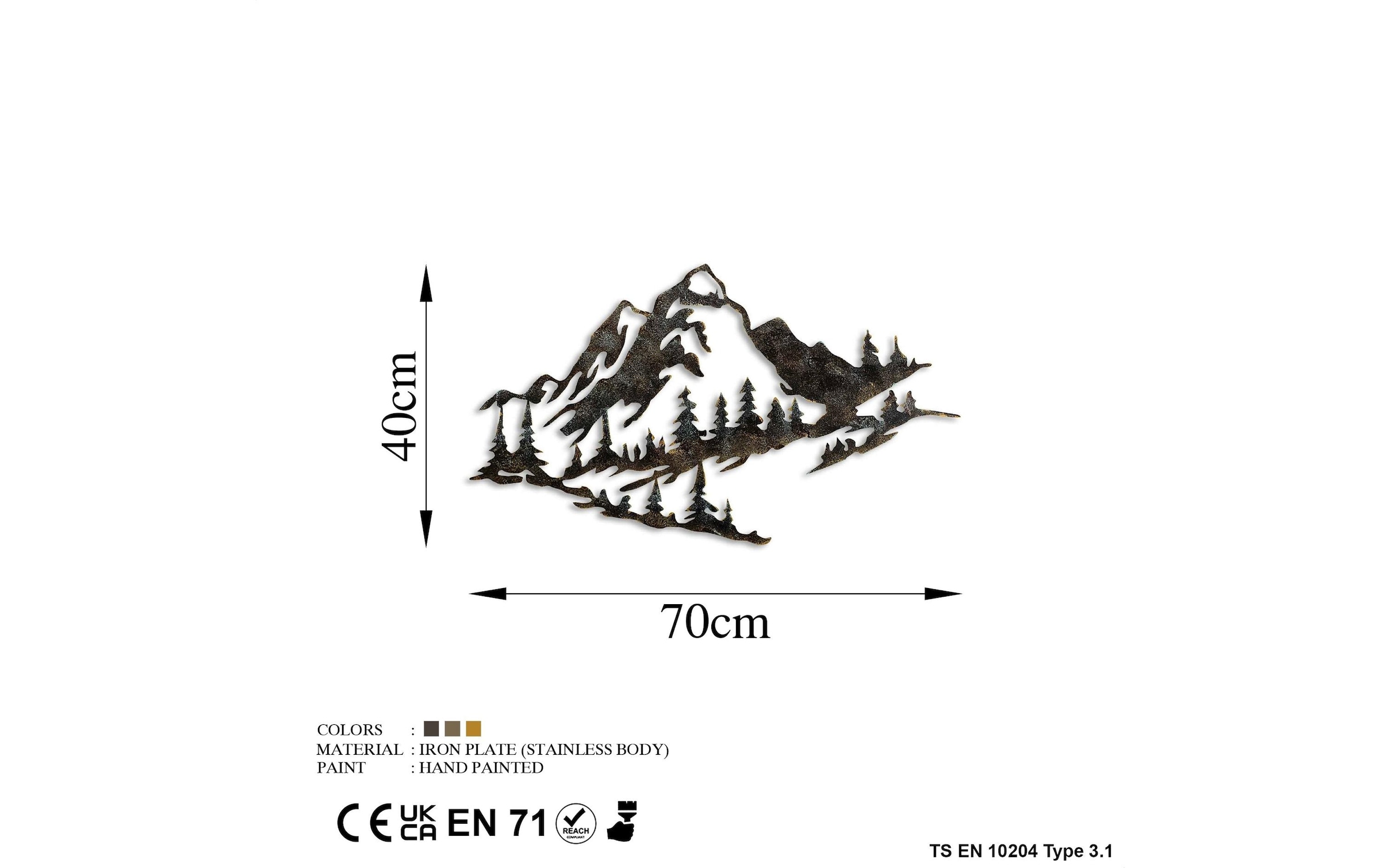 Wanddekoobjekt »Wallxpert Mountain 70 x 40 cm Metall«