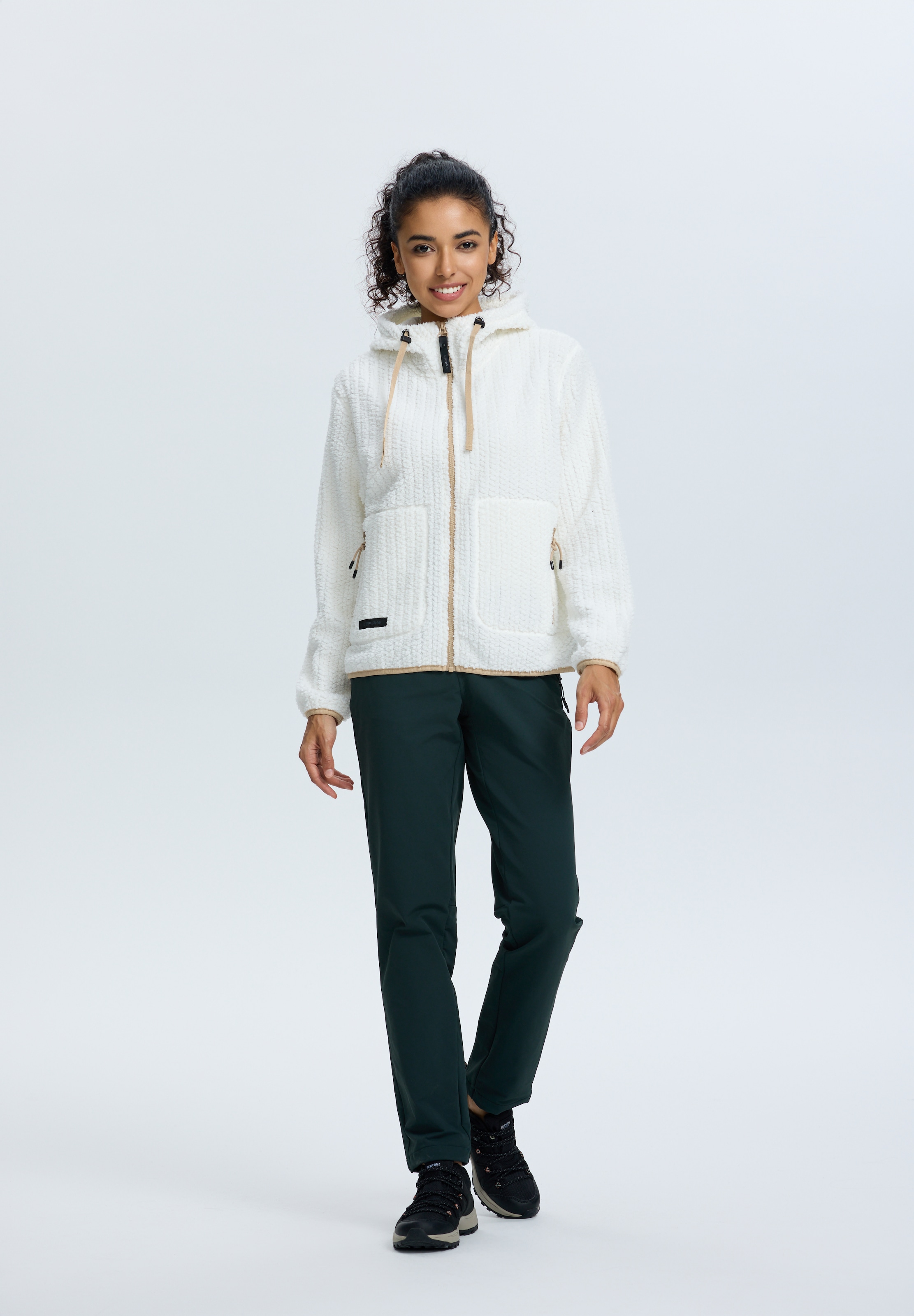 Image of Icepeak Strickfleecejacke "ICEPEAK AALET" mit fester Kapuze und Kordelzügen, mit Reissverschlusstaschen