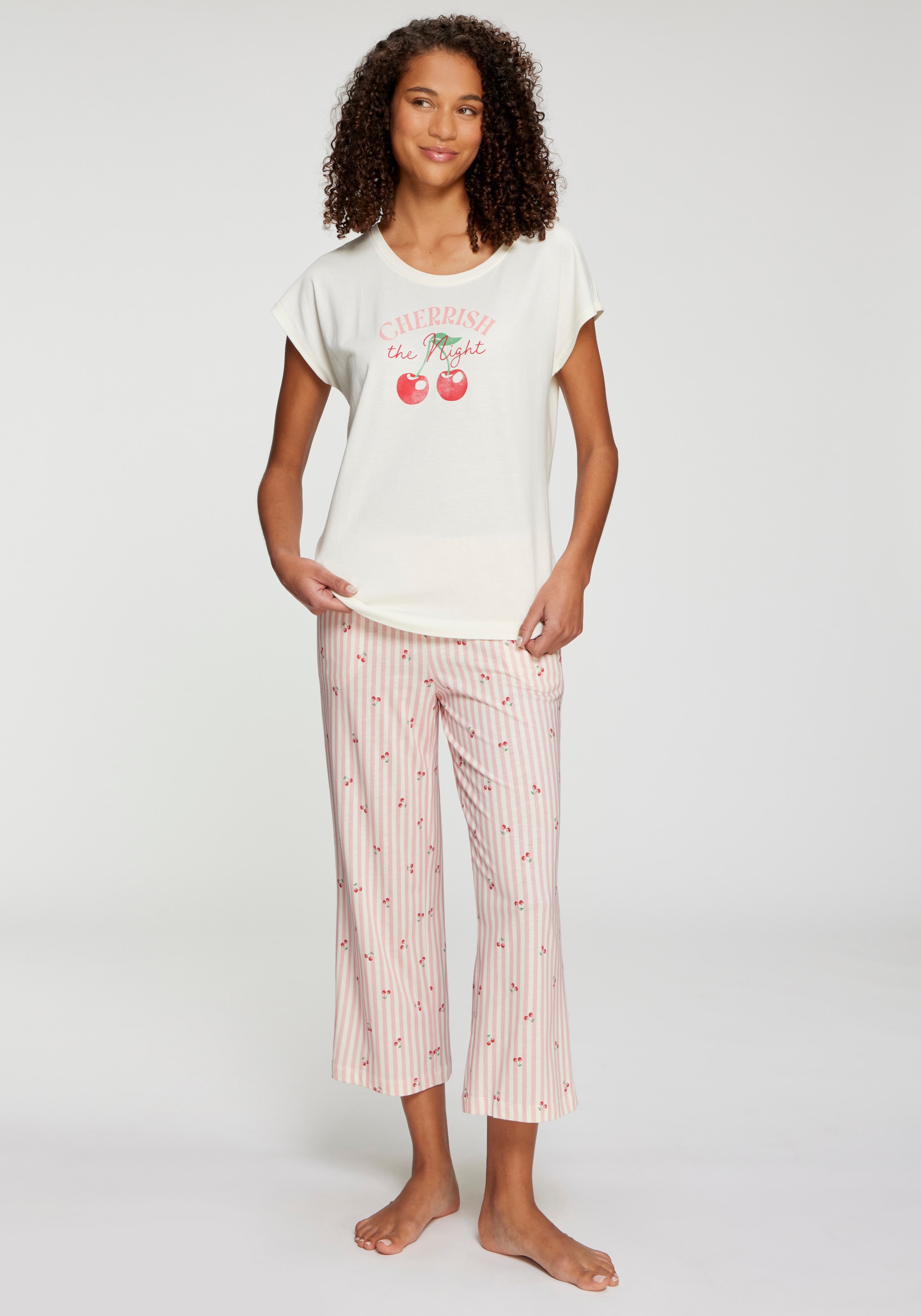 Vivance Dreams Jupe-culotte  Süsser Streifen- und Früchte-Druck