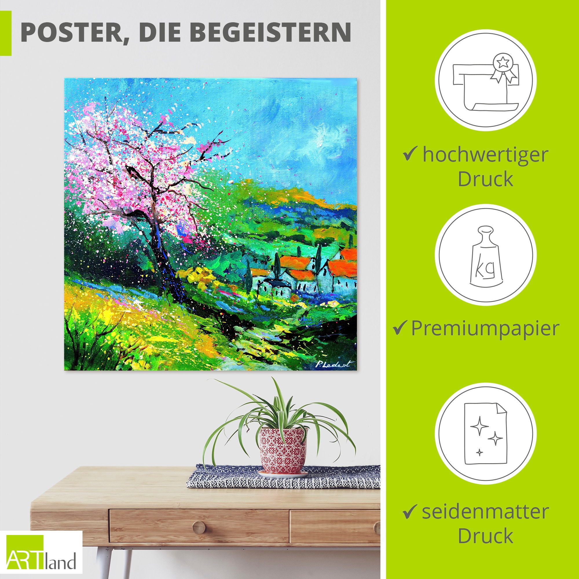 Artland Wandbild »Spring landscape« Wiesen & Baumbilder 1 Stk. tlg. als Alubild, Leinwandbild, Poster, Wandaufkleber in verschied. Grössen