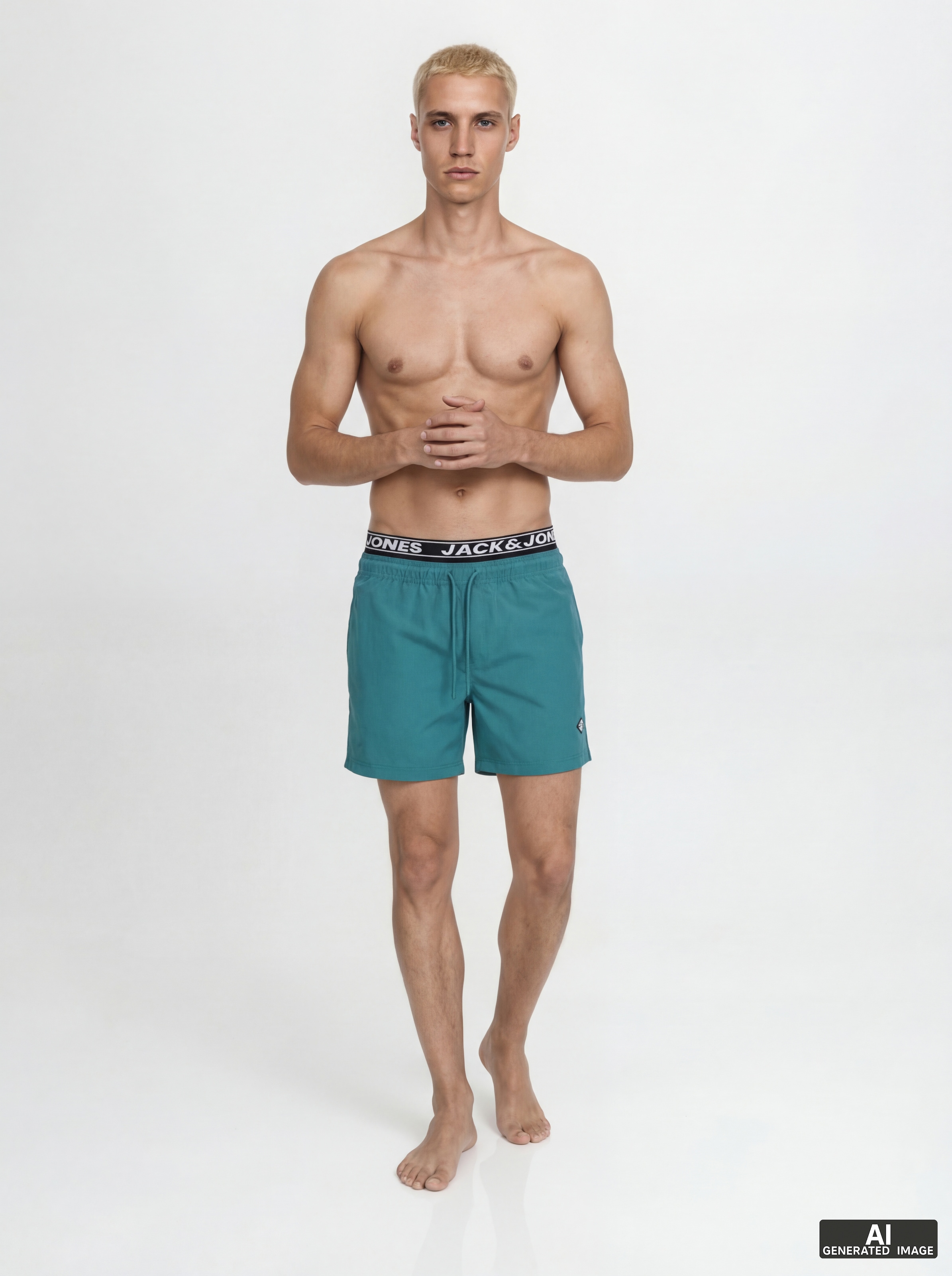 Jack & Jones Badeshorts »JPSTMAUI SURF DOUBLE WB SWIM SHORTS« Kunstfaser, Elastisches Taillenbund, Logo-Detail