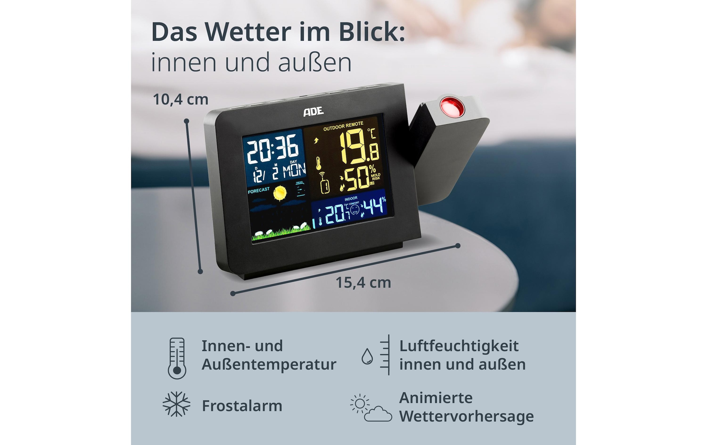ADE Funkwetterstation »mit Funk-Aussensensor«