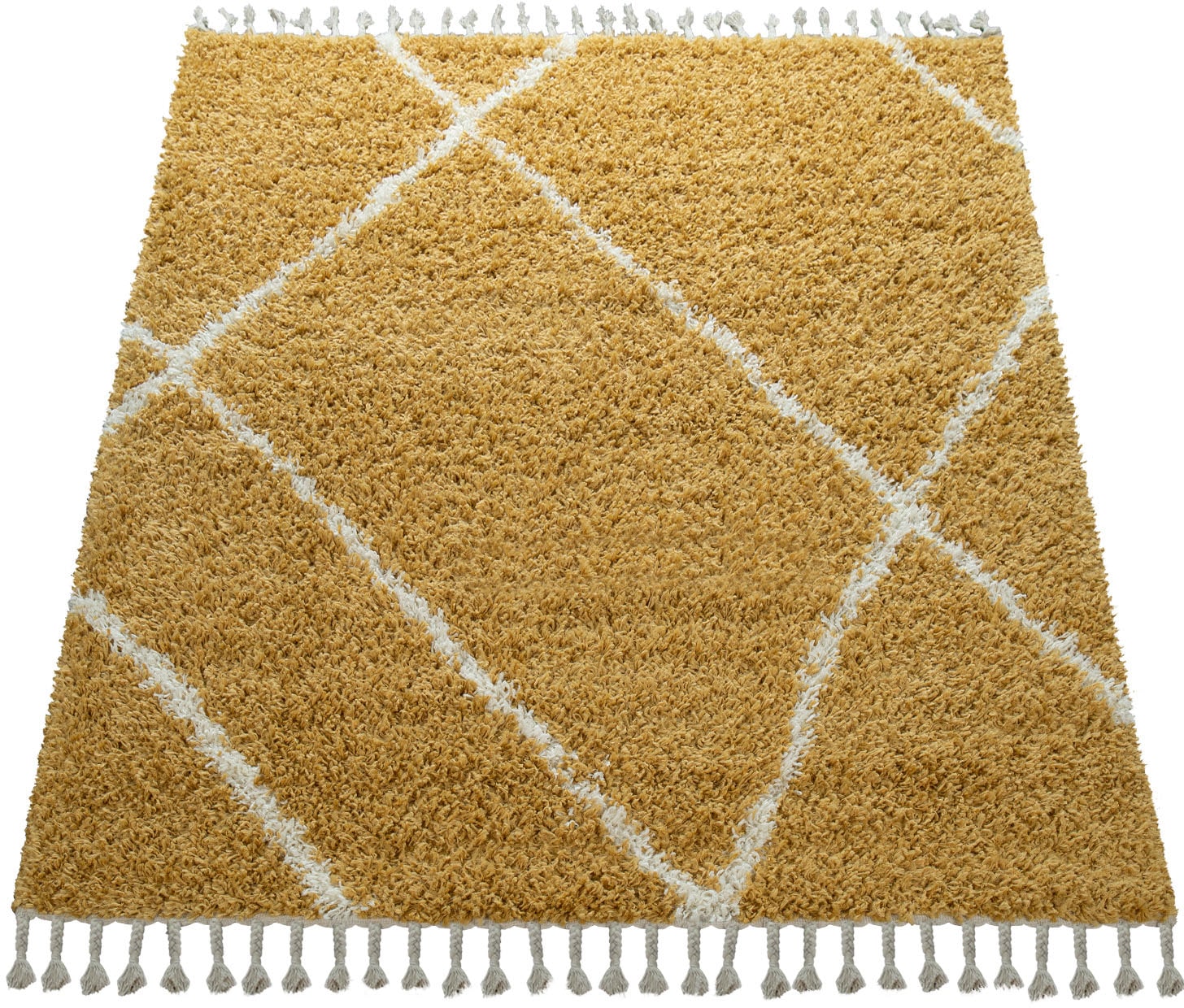 Image of Paco Home Hochflor-Teppich "Helsinki 531" rechteckig 45 mm Höhe weicher Hochflor-Shaggy, Scandi Design, mit Fransen