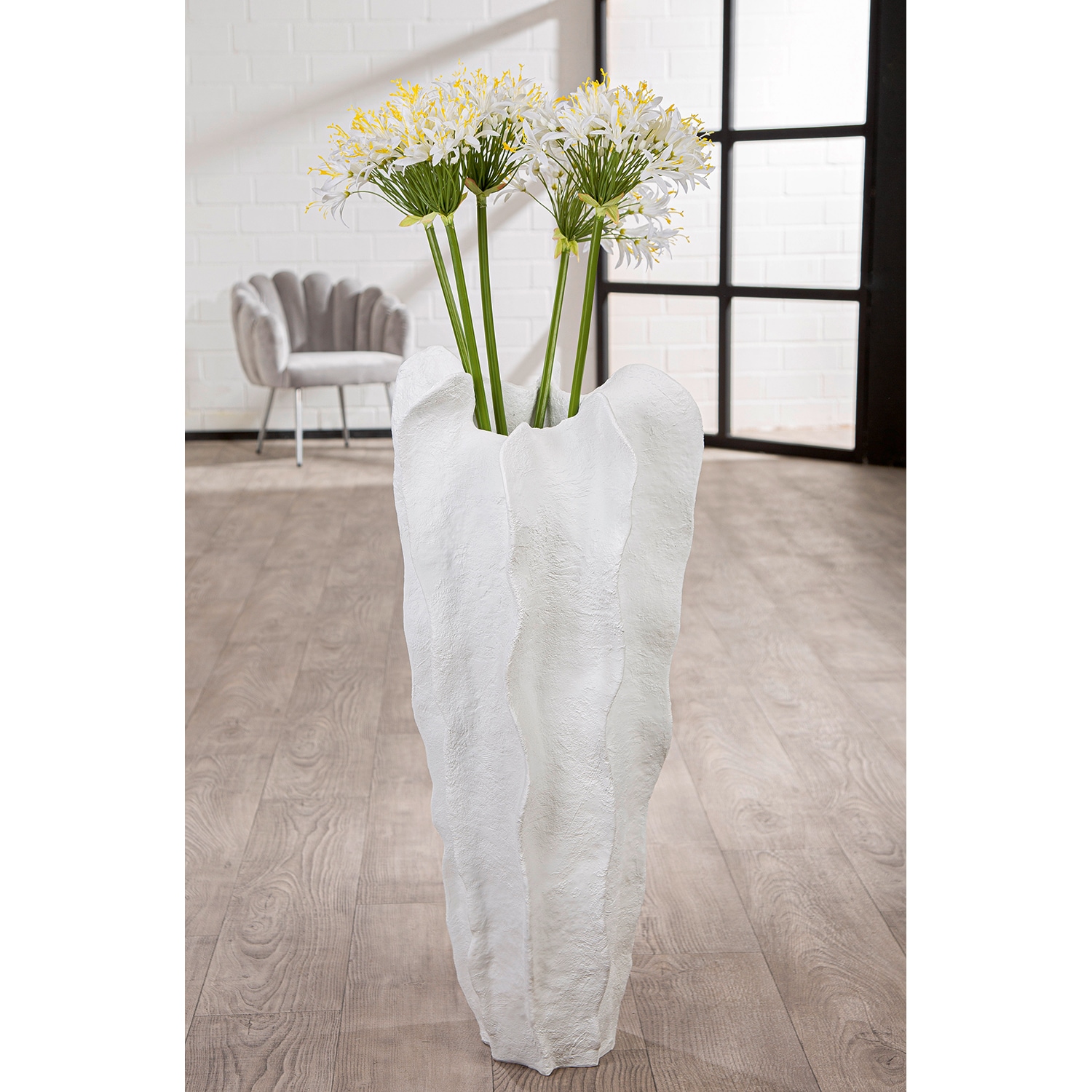 GILDE Bodenvase »Wavey« Bodenvase Wavey  weiss Höhe: 92cm