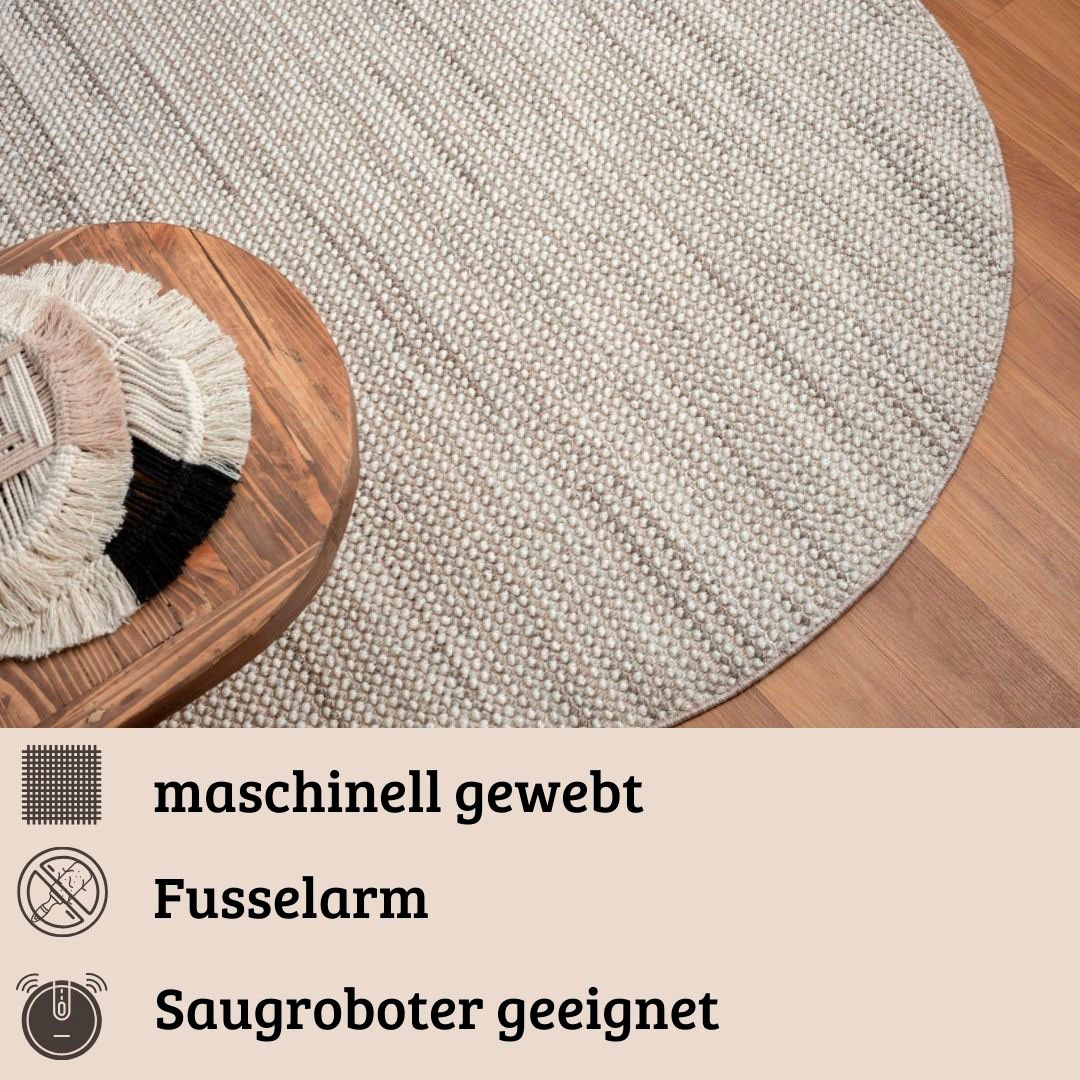 my home Teppich »Vals«, rund, 7 mm Höhe, Uni Farben, meliert, Sisal-Optik, auch in rechteckig erhältlich