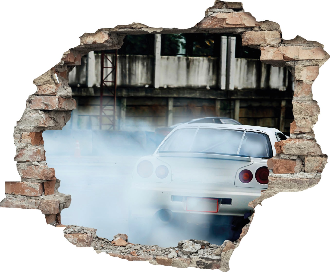 Image of queence Wandtattoo "Auto" Wandsticker, Wandbild, selbstklebend, 3D, Wanddurchbruch