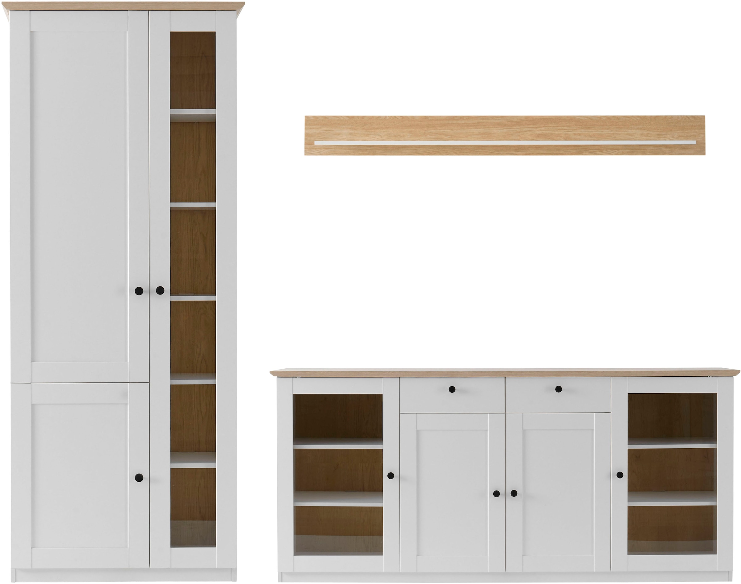 GOODproduct Wohnwand »Brest, Anbauwand im Landhausstil, Komplettset, Wohnzimmer-Set« Set, 3 Stk. tlg.