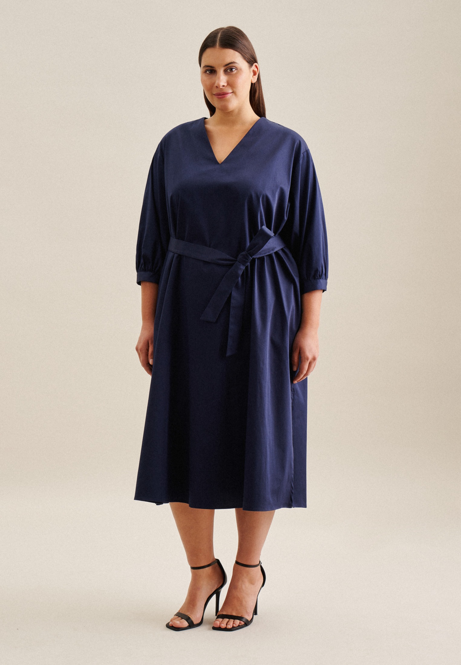 Image of seidensticker Sommerkleid "Schwarze Rose" 3/4 V-Neck Uni
