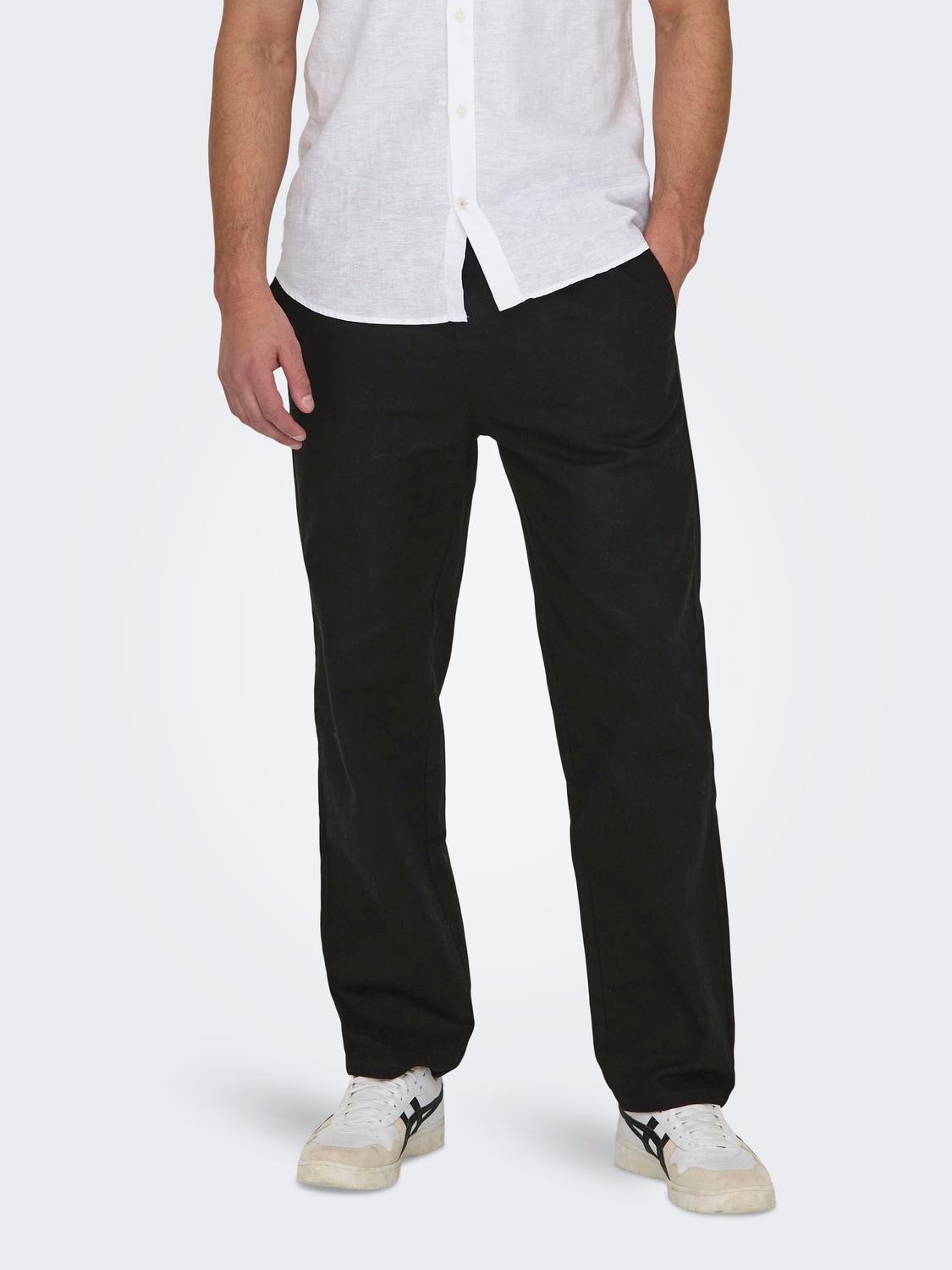 Image of ONLY & SONS Schlupfhose "ONSSINUS LOOSE 0007 COT LIN PANT NOOS" Baumwolle mit Leinen, locker geschnitten