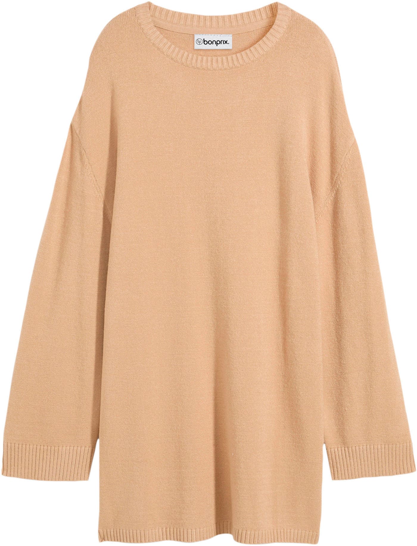 bonprix Pull en tricot »Long-Feinstrickpullover mit Seitenschlitzen aus Viskose-Mix« aus Viskosemischung, Oversize Passform, Po-bedeckende Länge