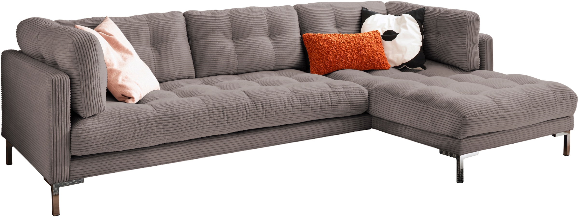 Trends by HG Ecksofa »Landau L-Form«, in Cord-Stoff mit Metallfuss