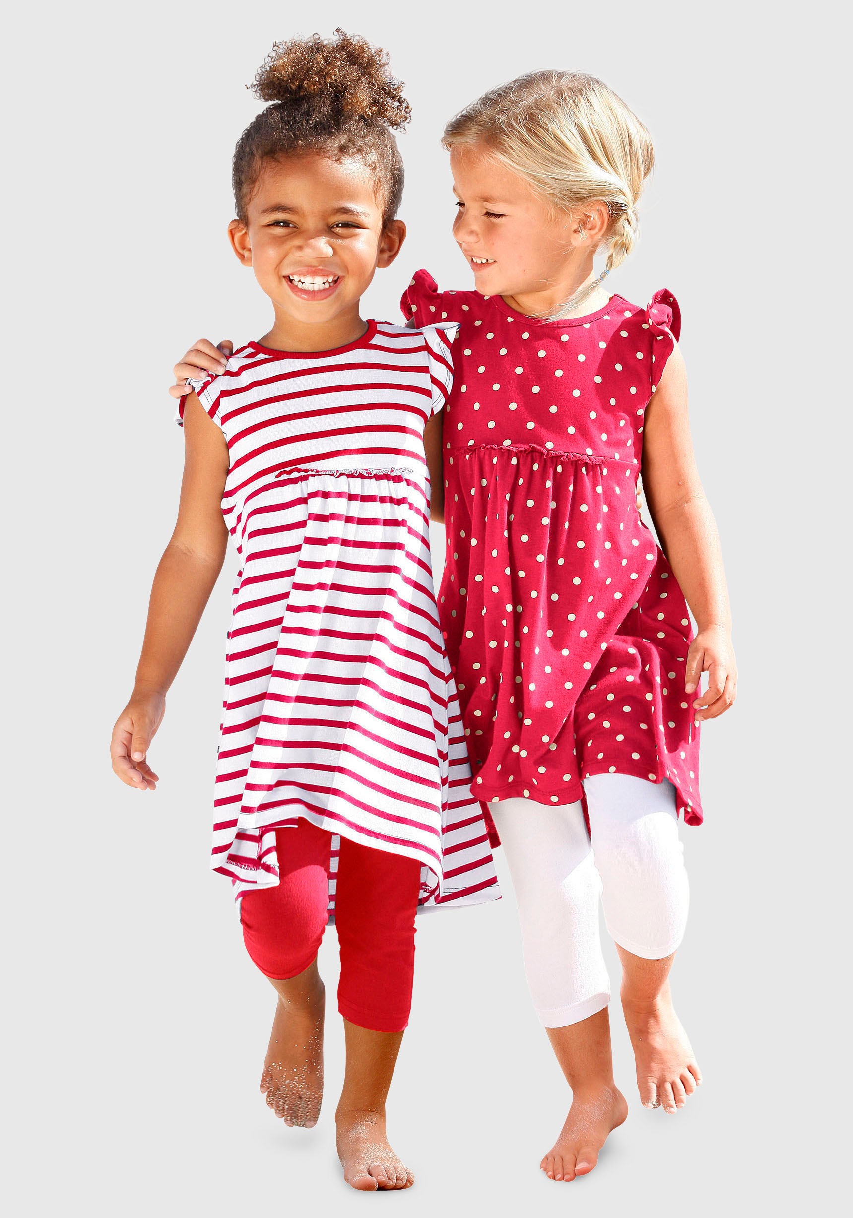 Image of KIDSWORLD Jerseykleid, (Packung, 2 tlg.), mit Punkten und Streifen bei Ackermann Versand Schweiz