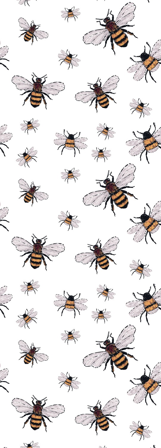 Image of queence Vinyltapete "Bienen weiss" Fellimitat Motiv Reptilienprägung bedruckt tropisch glatt 90x250cm, selbstklebend, kinderleichte Anbringung, Sticker