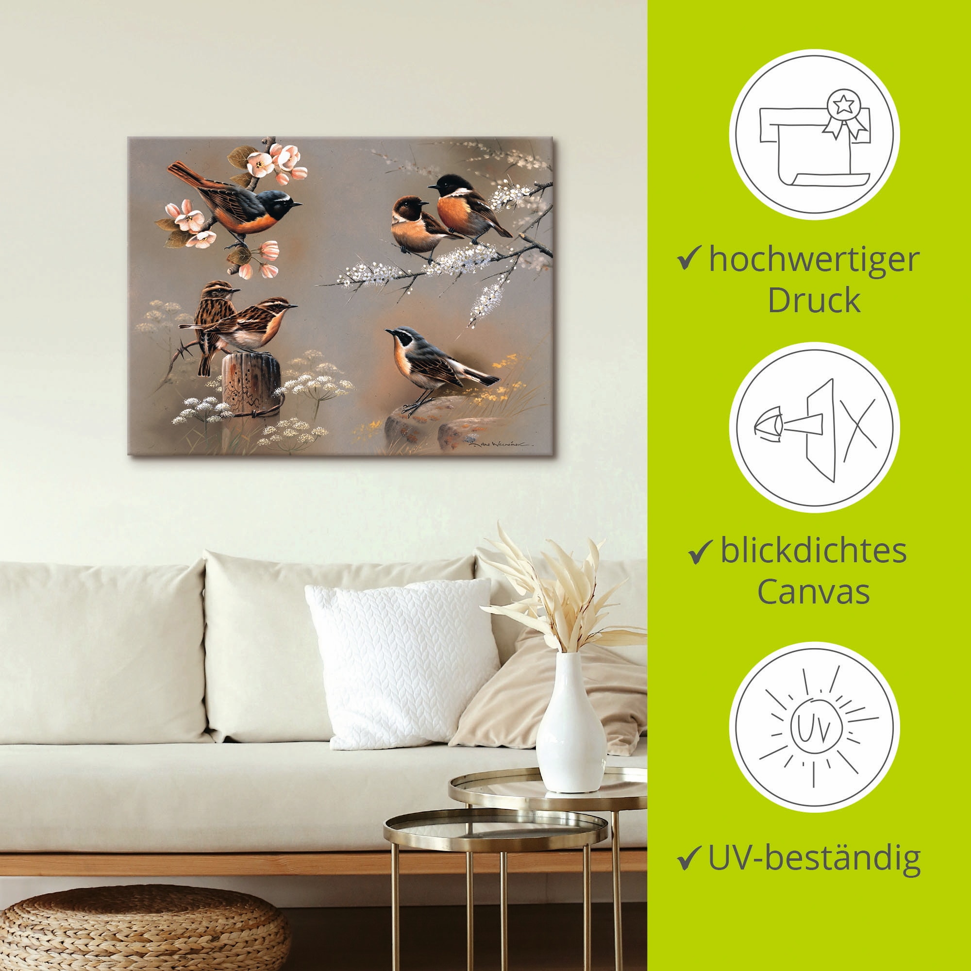 Artland Tableau sur toile »Vogel Komposition« 1 cuis tlg. auf Holzrahmen gespannt