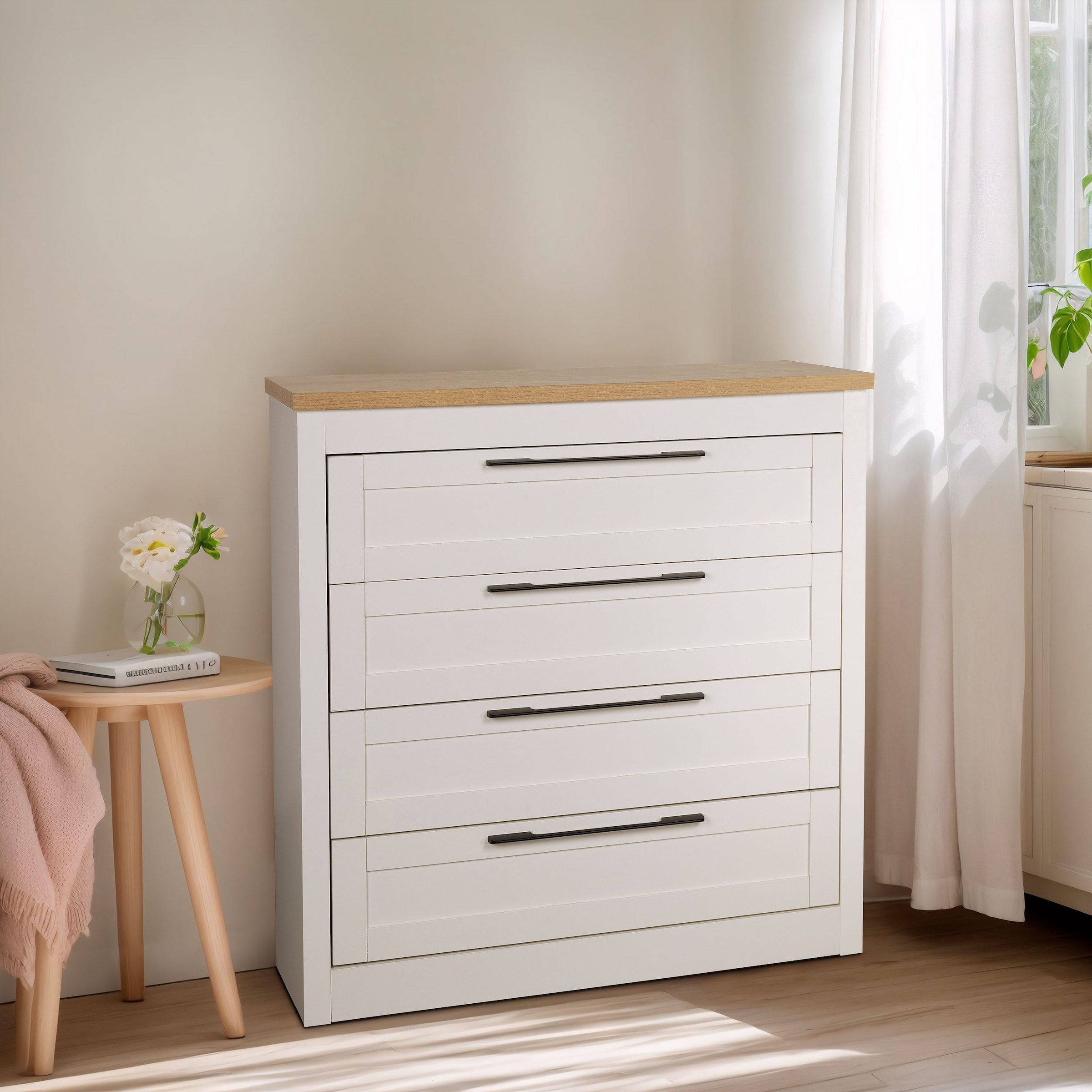 GOODproduct Schubkastenkommode »Büsum Schlafzimmer Schrank Wäscheschrank« Sideboard mit 4 Schubladen im Landhaus Design Bestseller
