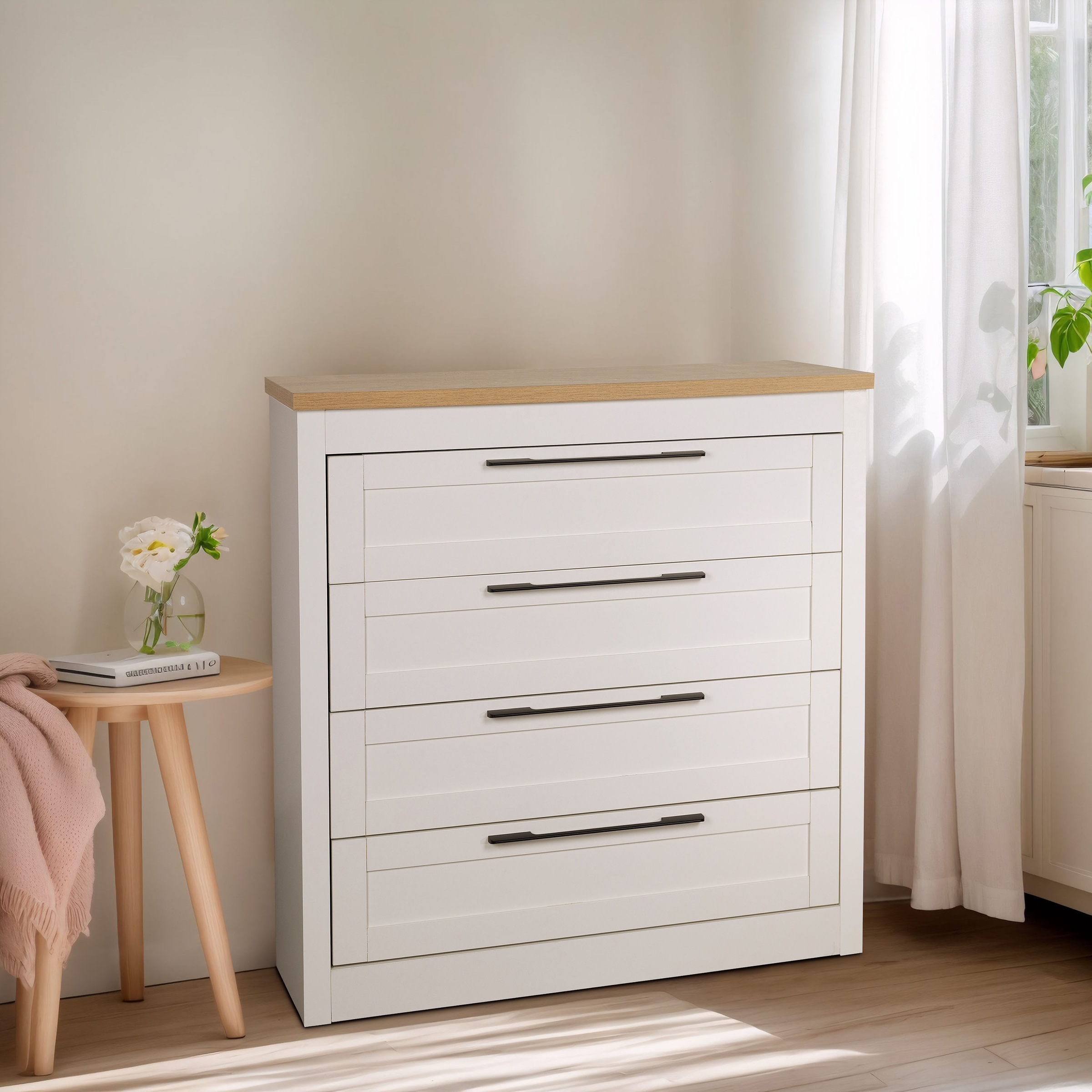 Image of GOODproduct Schubkastenkommode "Büsum Schlafzimmer Schrank Wäscheschrank" Sideboard mit 4 Schubladen im Landhaus Design Bestseller
