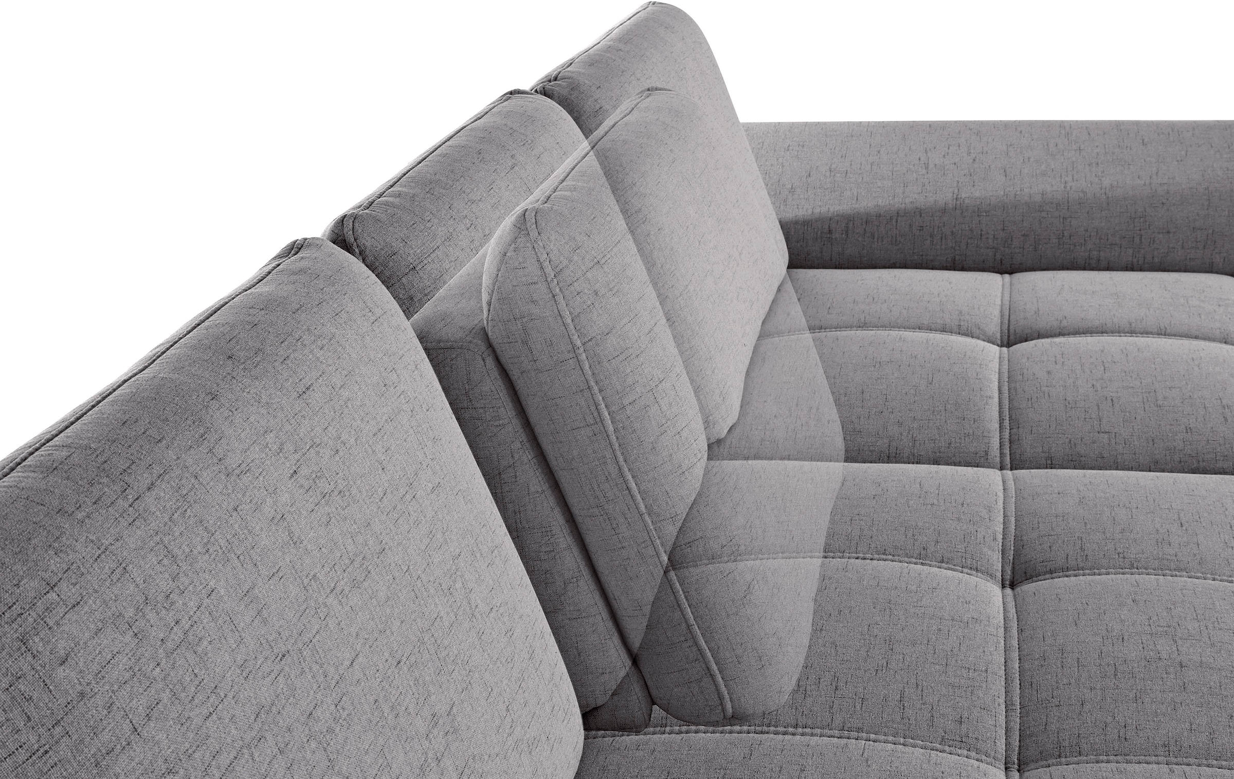 PLACES OF STYLE Ecksofa »Costello L-Form, B: 301 cm mit Sitztiefen-, Armteilverstellung &« 3 Nierenkissen, optional Bettfunktion & Bettkasten