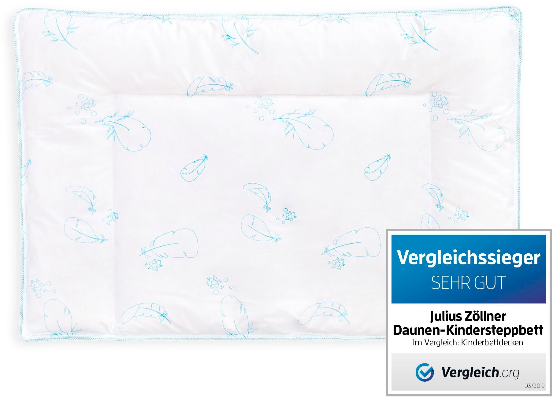 Julius Zöllner Daunenkissen »Daunen-Kinderkopfkissen, Kissen Made in Germany«, Füllung: 90% Gänsedaunen, 10% Gänsefedern, Bezug: 100% Baumwolle, (1 St.), Kissen 40x60 cm