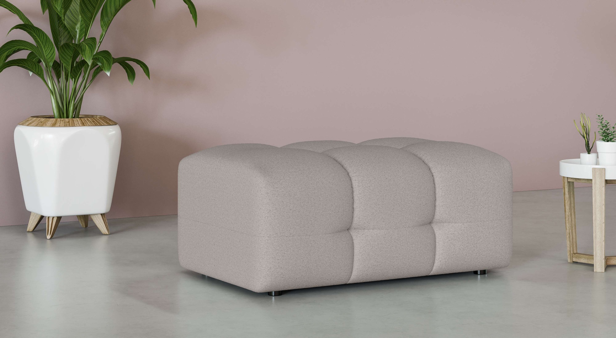 Image of GOODproduct Polsterhocker "Manilla, trendige Steppung, passend zur Serie, B/T/H 100/68/45 cm" mit Wellenunterfederung, in verschiedenen Materialien und Farben