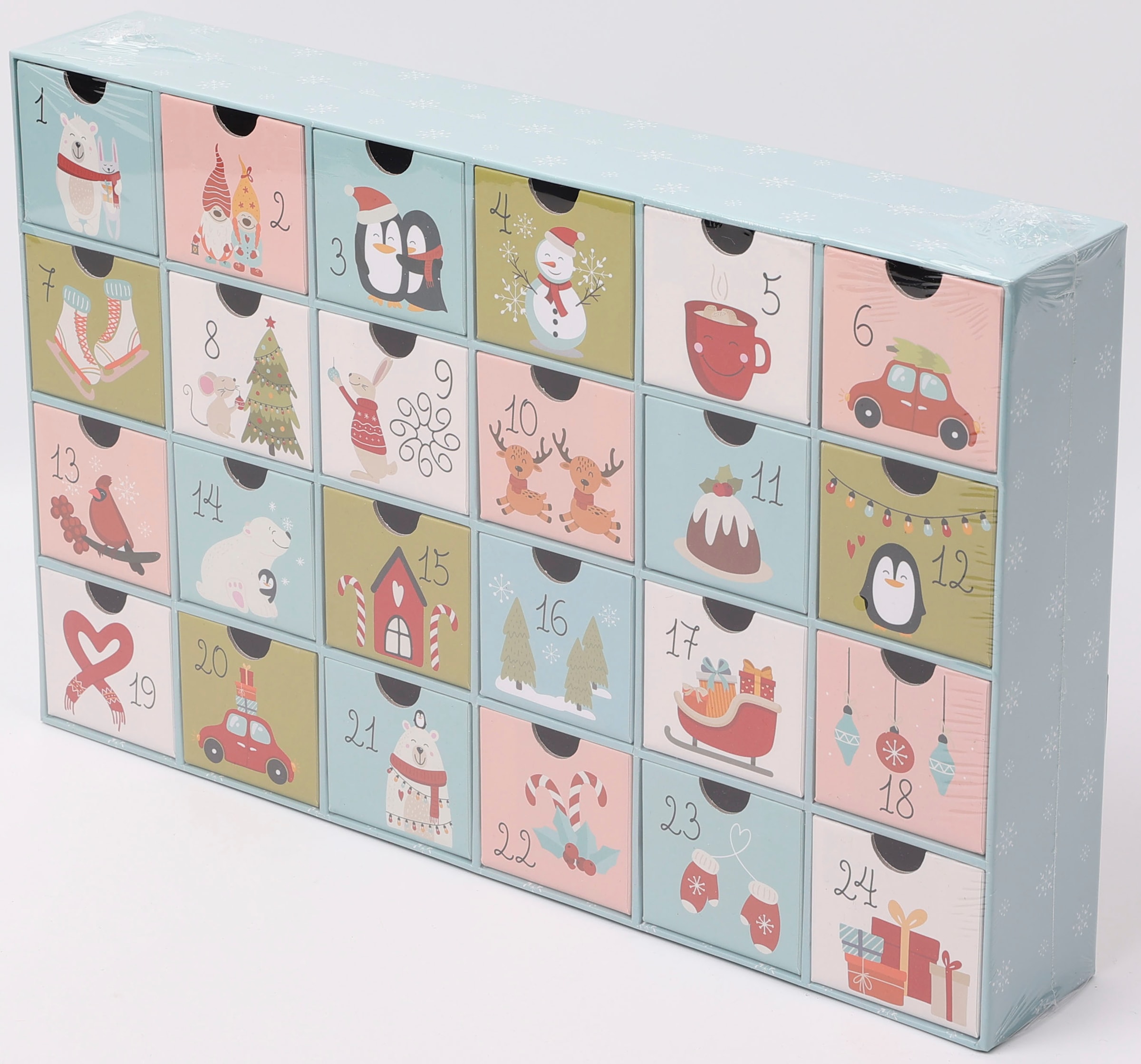 GOODproduct Adventskalender »für die täglichen Überraschungen in der Vorweihnachtszeit« Es liegt keine Altersempfehlung vor mit süssen, kindlichen Motiven auf den unbefüllten Schubladen