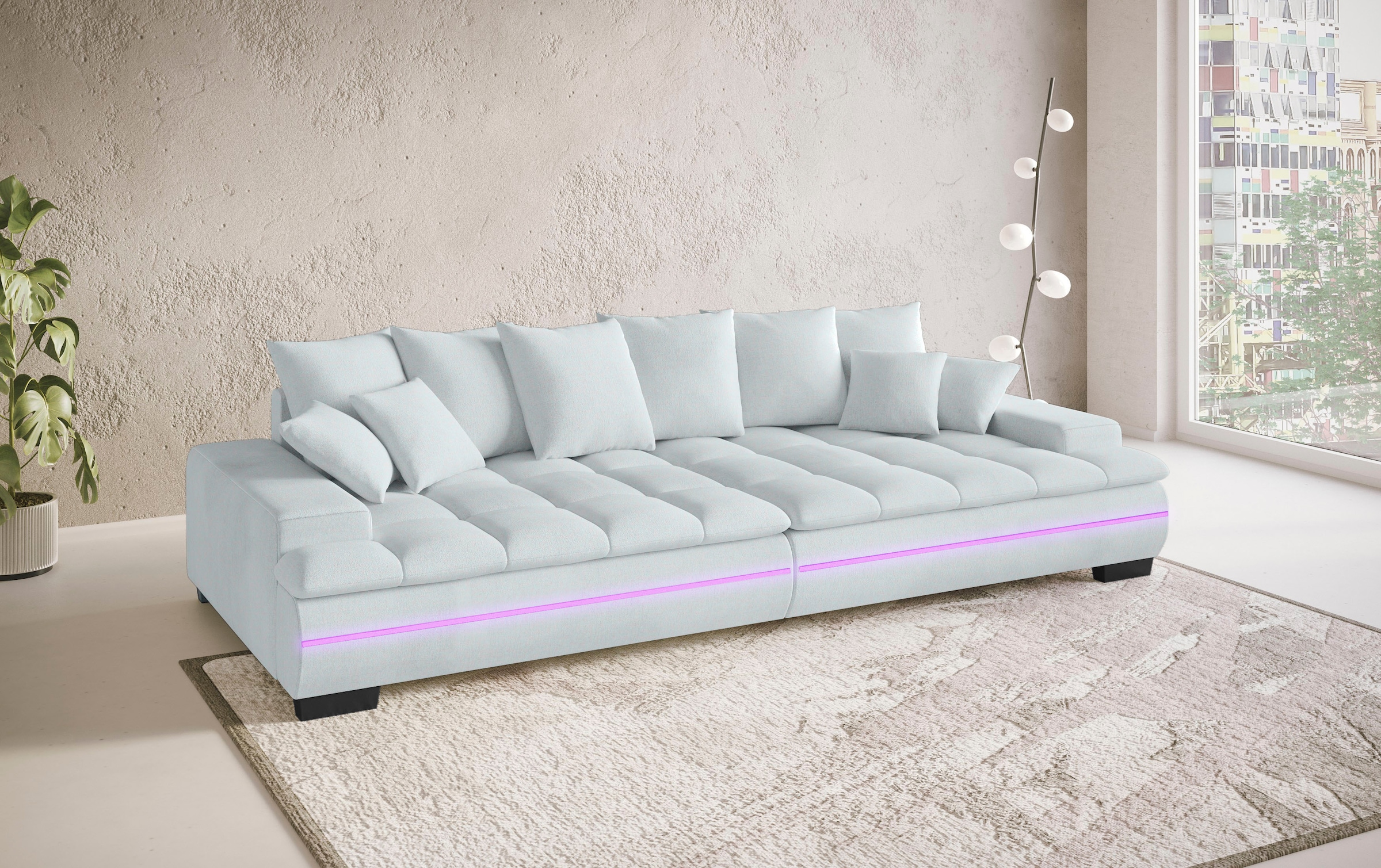 Mr. Couch Big-Sofa »Haiti II RGB-LED«, RGB-LED Beleuchtung, mit Handwerklich gearbeiteter Komfort-Steppung