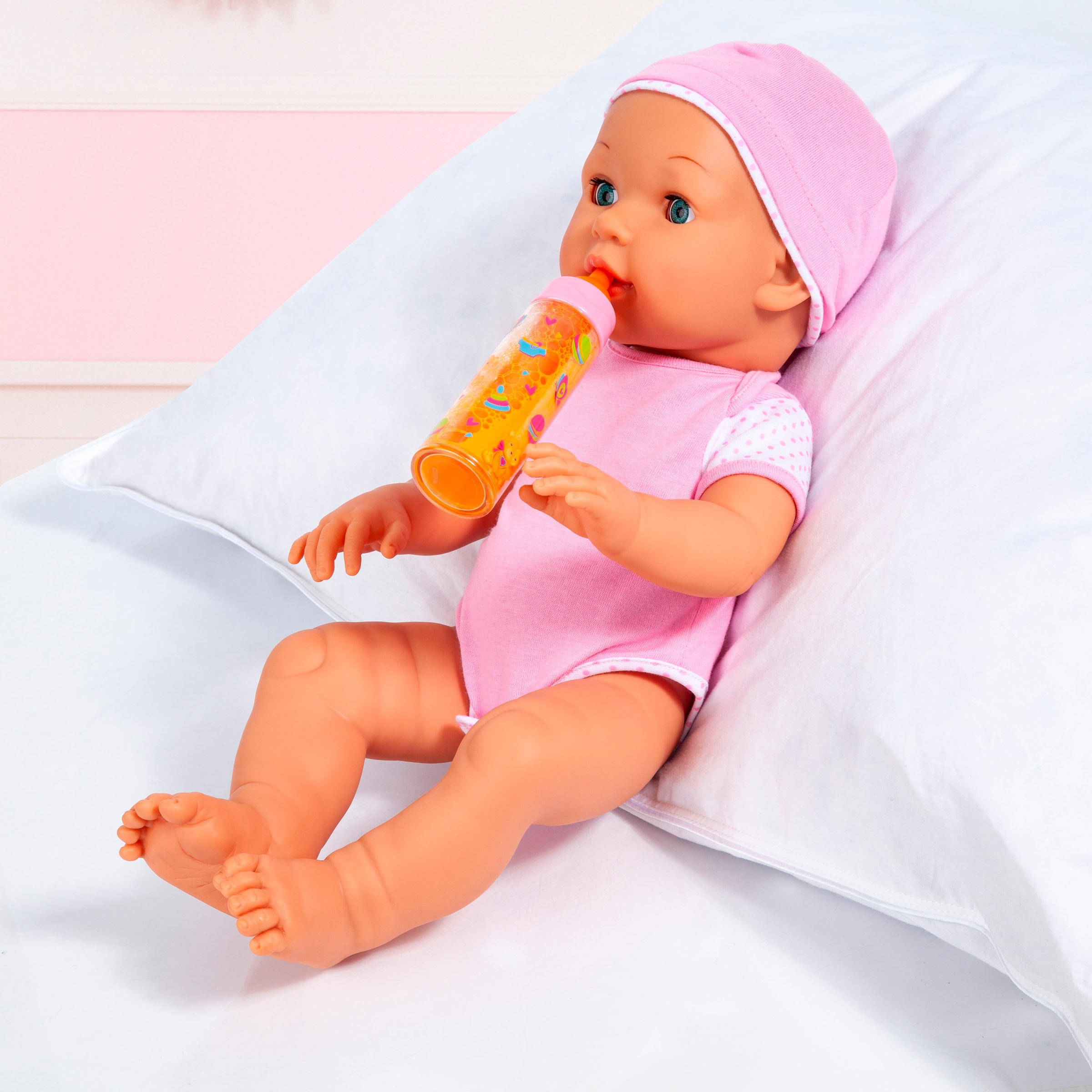 Bayer Set d'accessoires de poupées »Puppen-Fläschchen Milch und Orange« leeren und füllen sich wie von Zauberhand