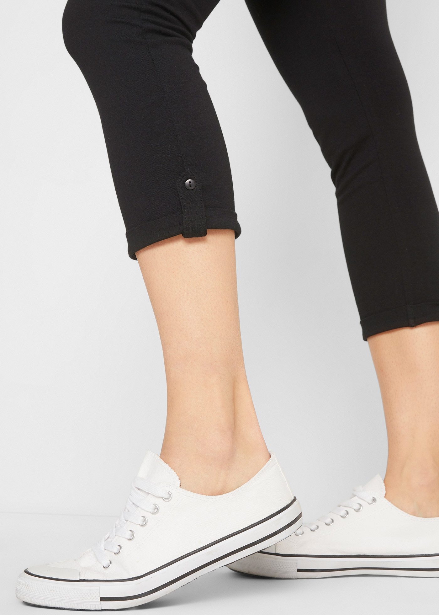 bonprix Caprileggings  aus Baumwolle mit Elasthan, Skinny Fit, mit gekrempeltem Saum