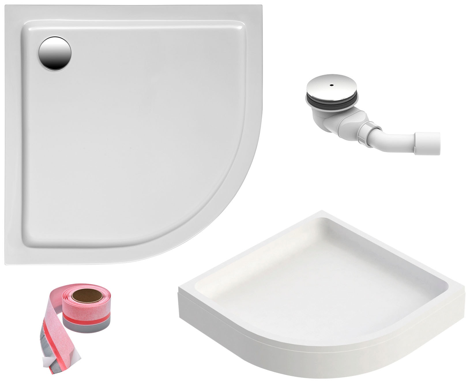 Image of OTTOFOND Duschwanne Set, 90x90 cm, mit Wannenträger, Ablaufgarnitur und Fugendichtband